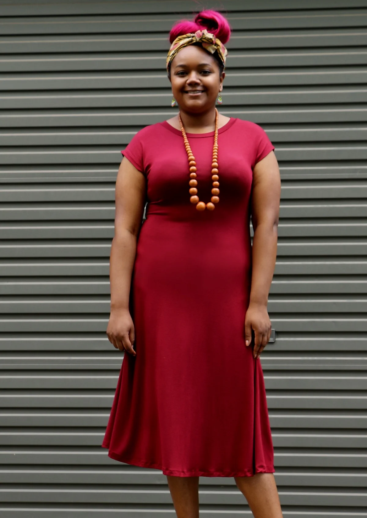 A-line Stretch Rayon Dress Maroon - Ysert