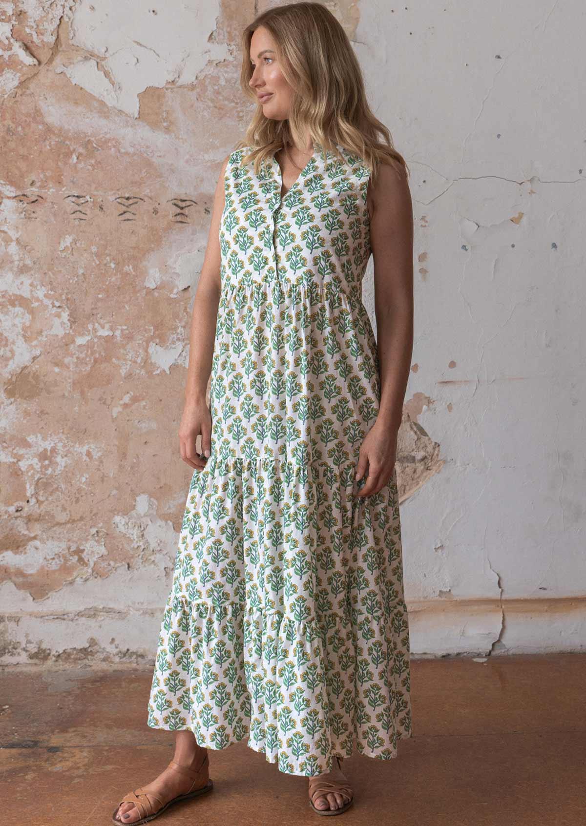 Boho Tiered Maxi Dress Buttercup - Ysert