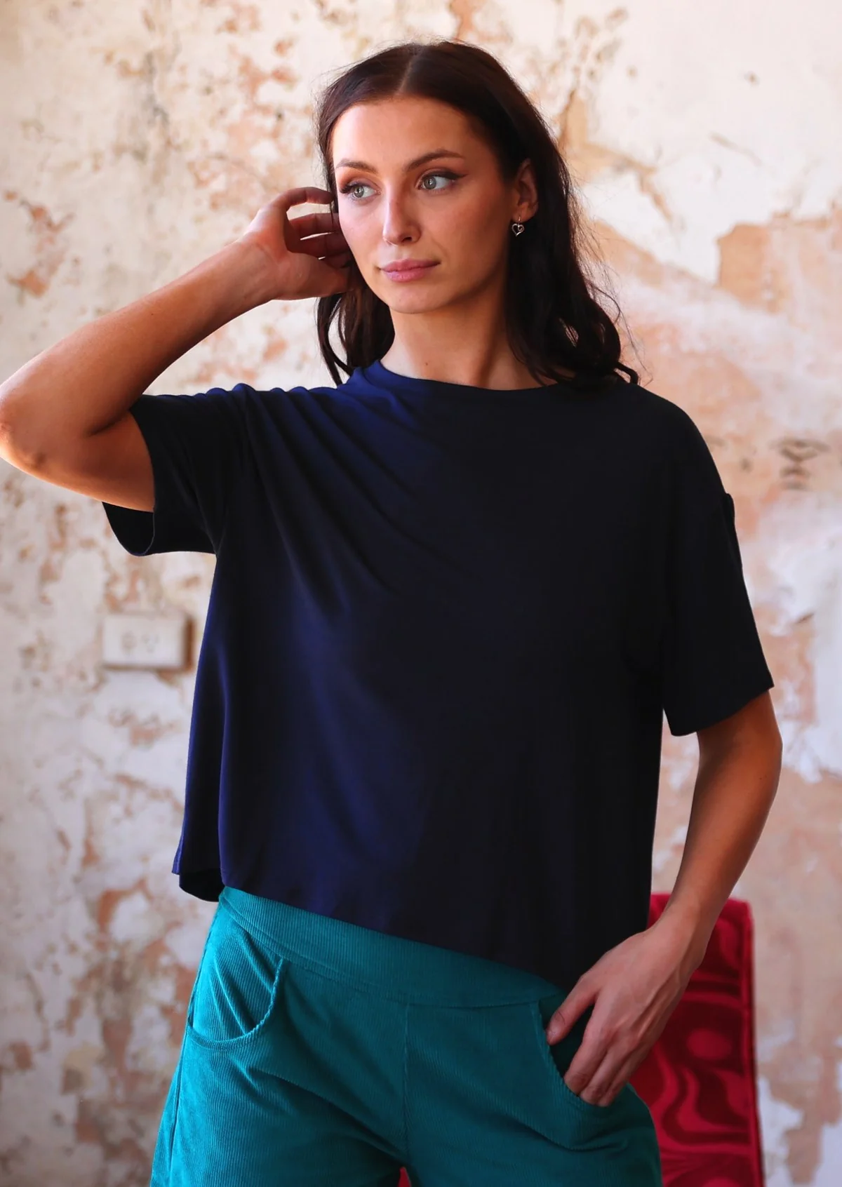 Boxy T-shirt Navy Blue - Ysert
