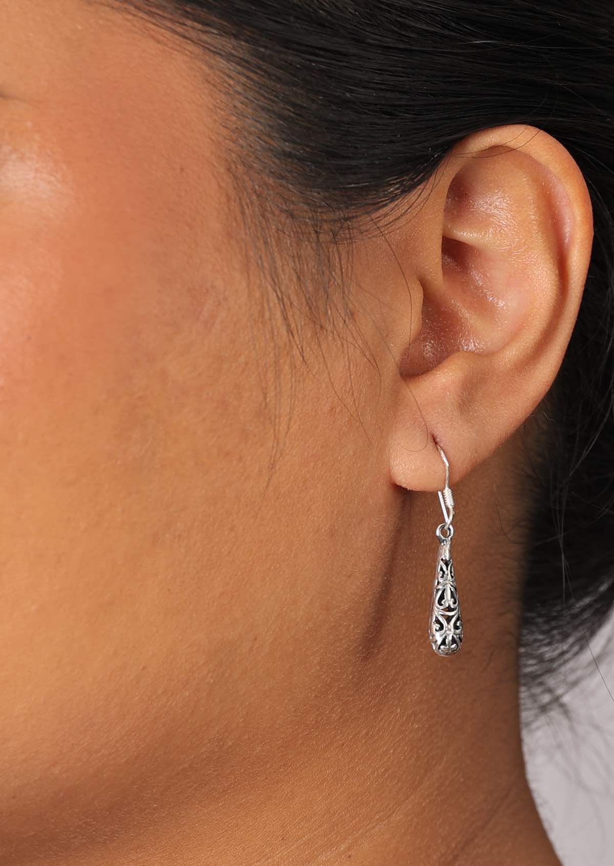 Ornate Silver Drop Earrings - Ysert