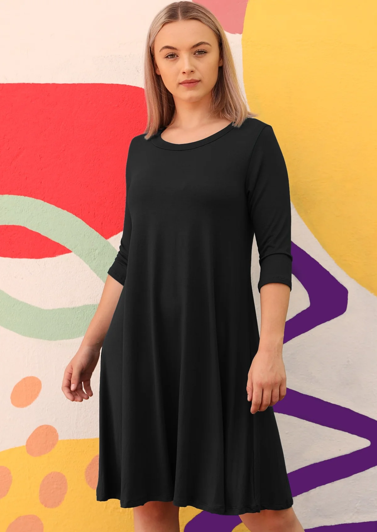 Half Sleeve Jersey Dress Black - Ysert