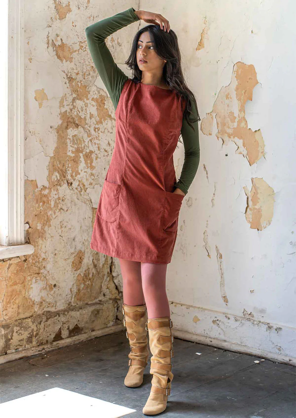 Polly Pocket Corduroy Tunic Burnt Henna - Ysert