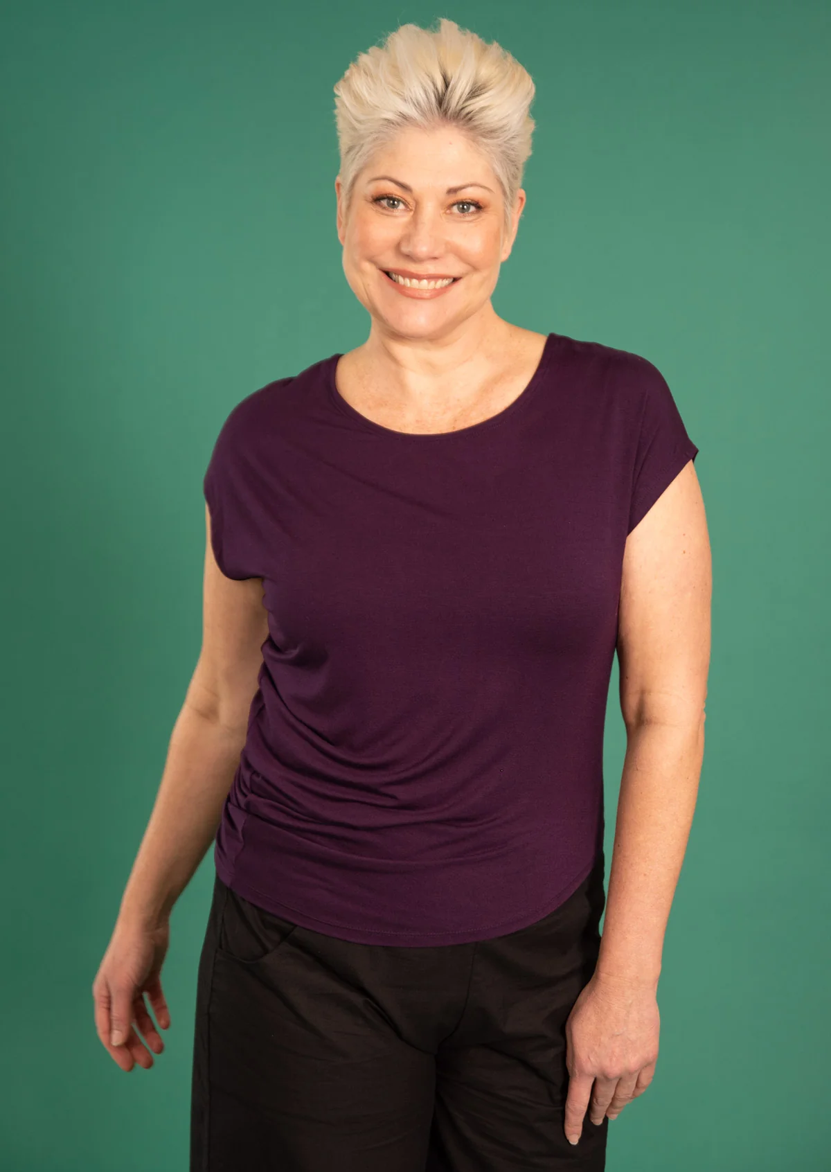 Asymmetrical Rayon Top Dark Purple - Ysert