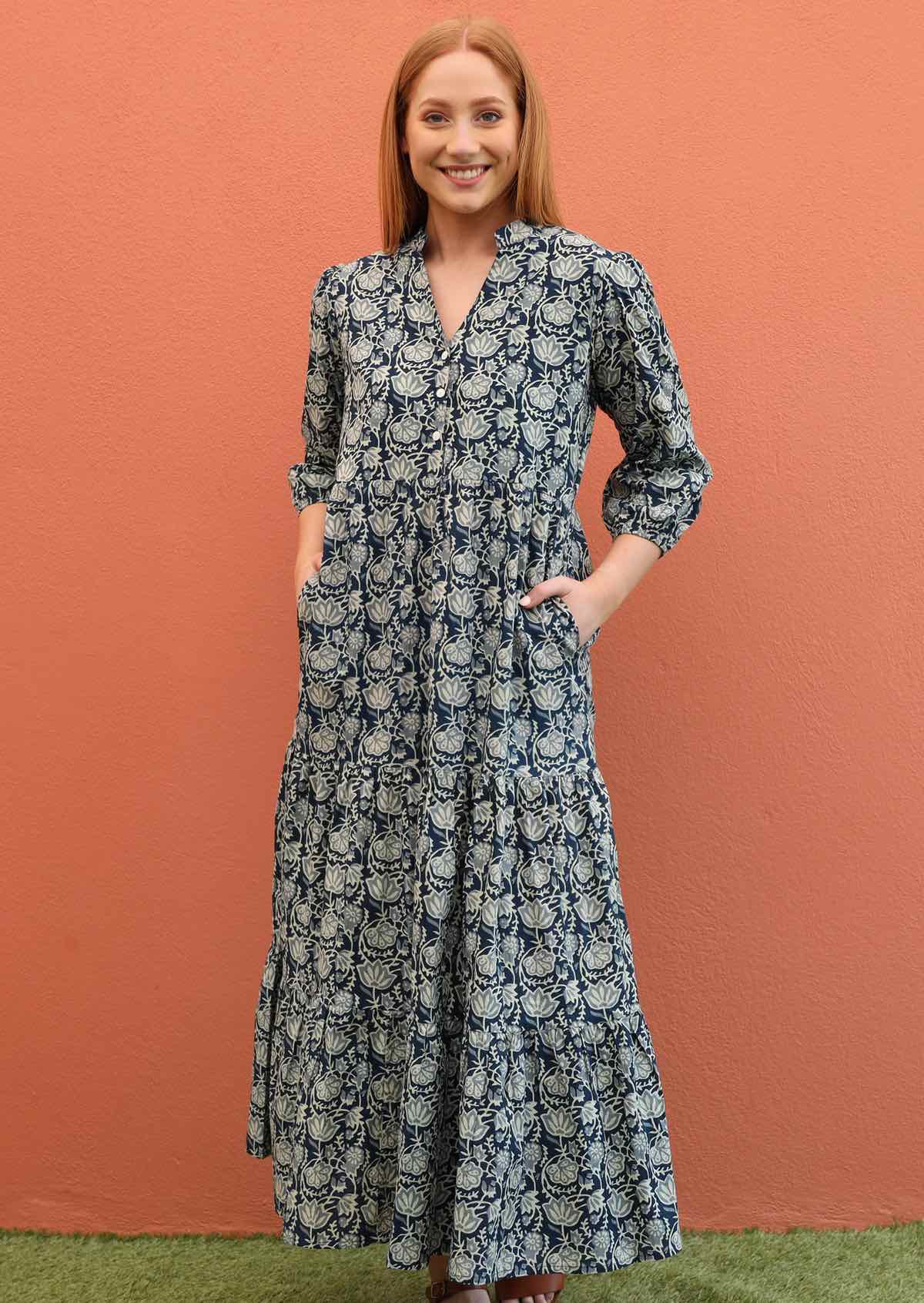 Indigo Tiered Maxi Dress - Ysert