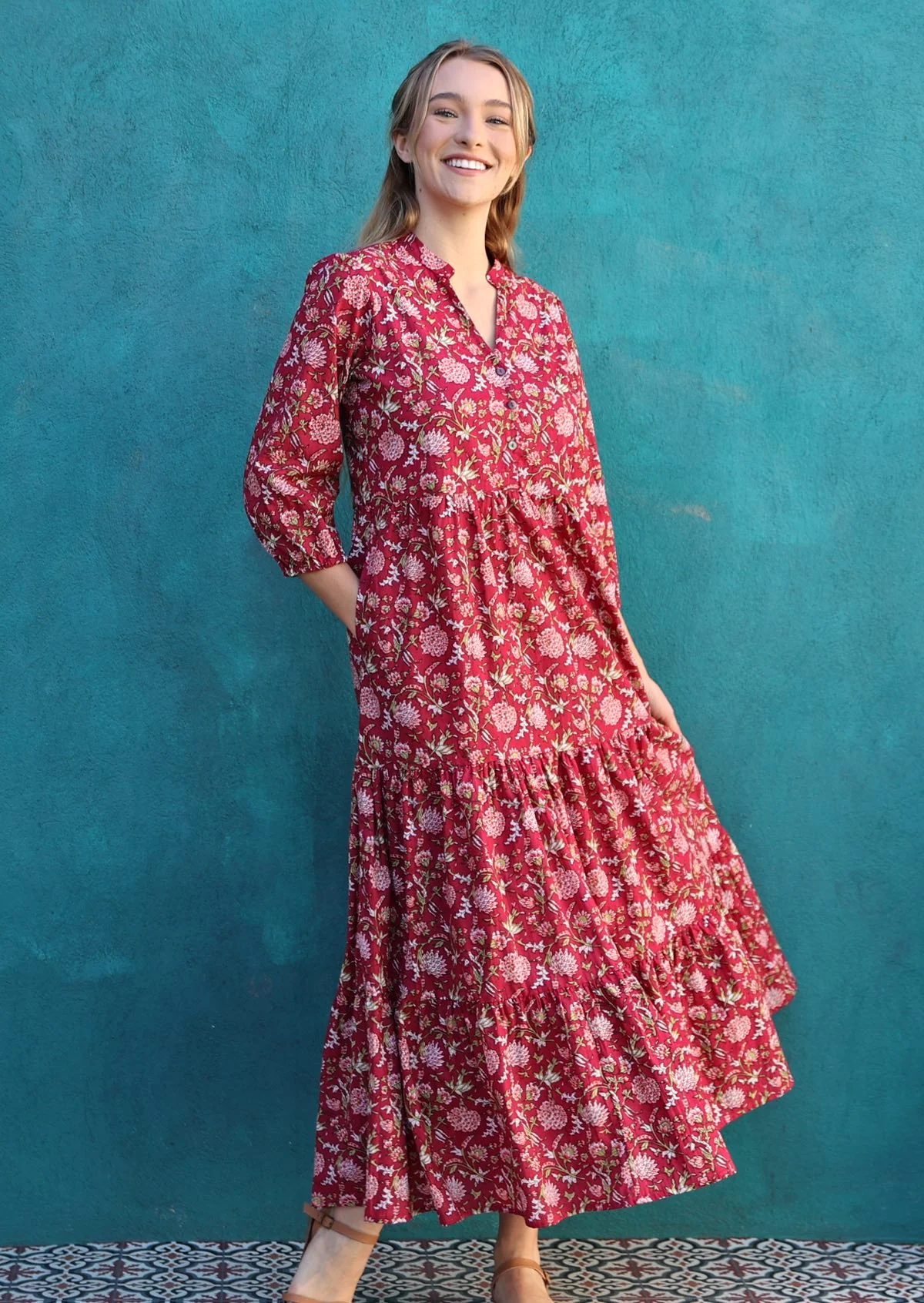 Cranberry Tiered Maxi Dress - Ysert