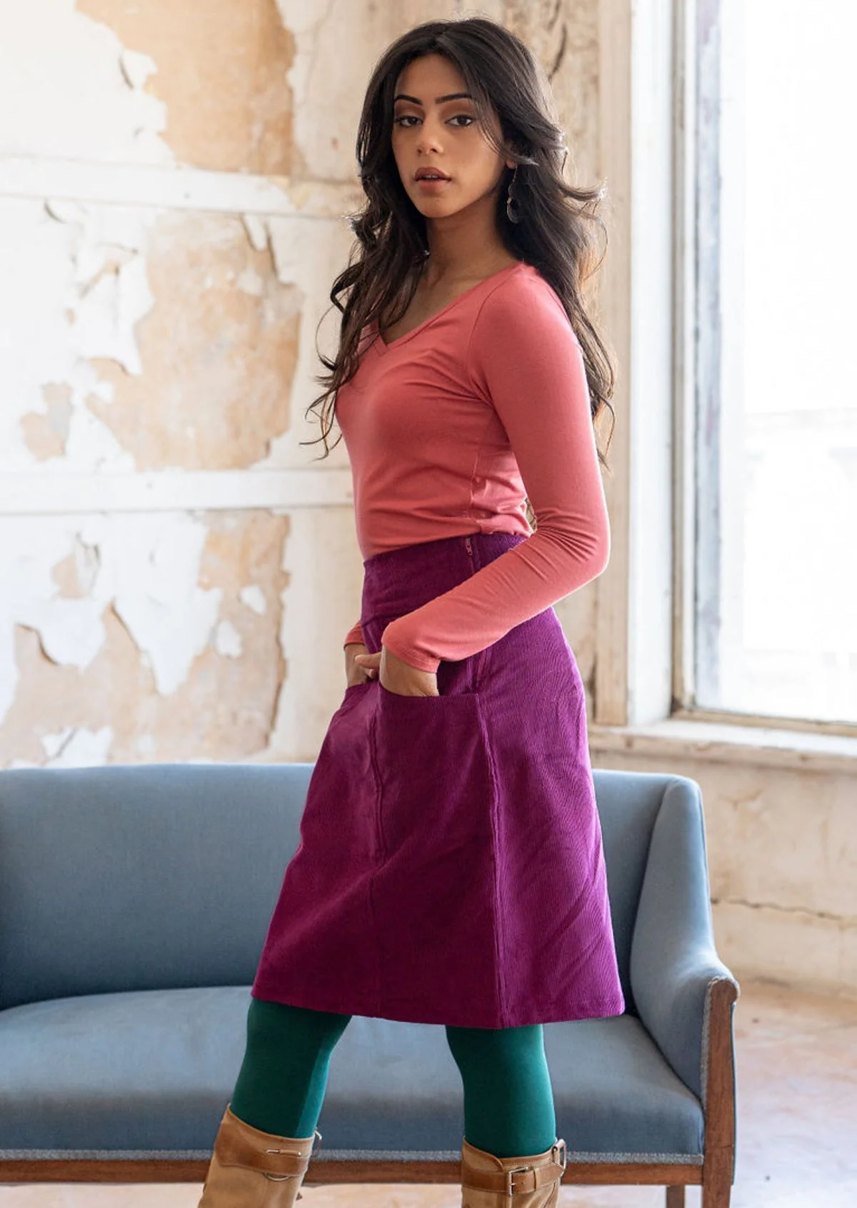 Aalia Corduroy Skirt Plum Caspia - Ysert