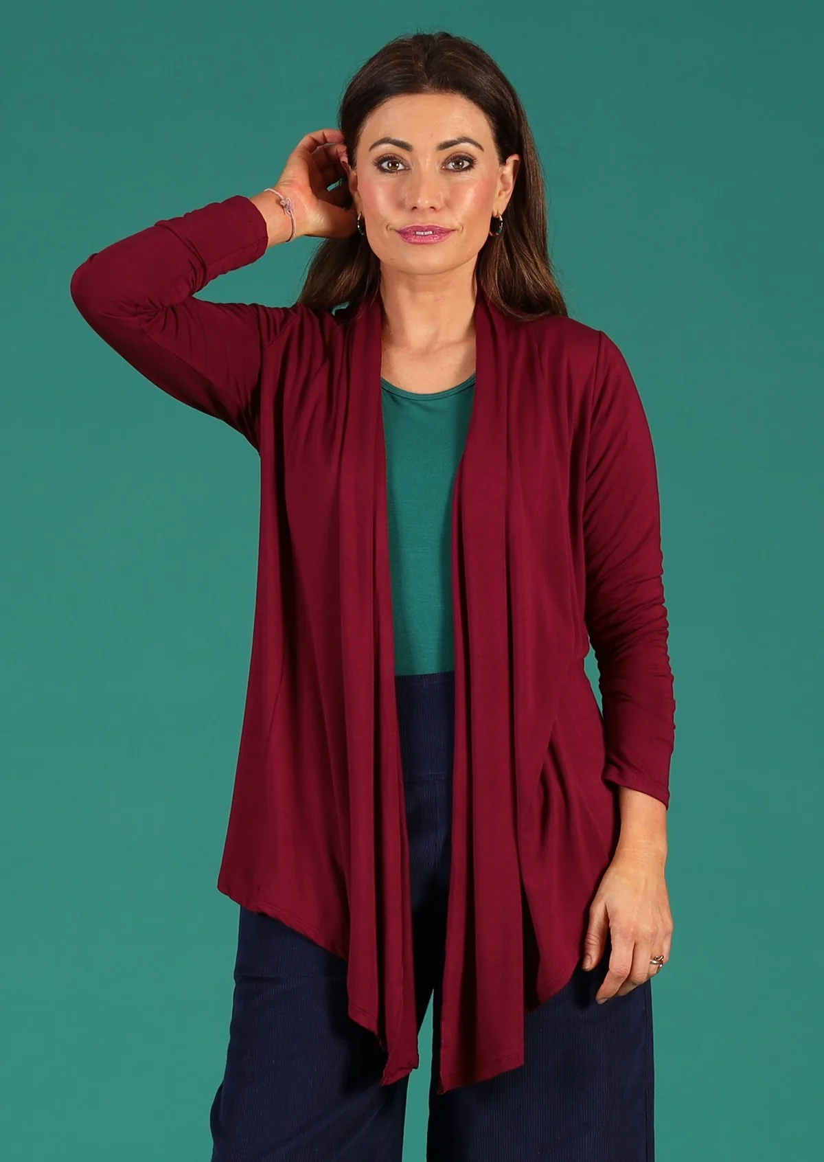 Long Sleeve Stretch Cardi Maroon - Ysert