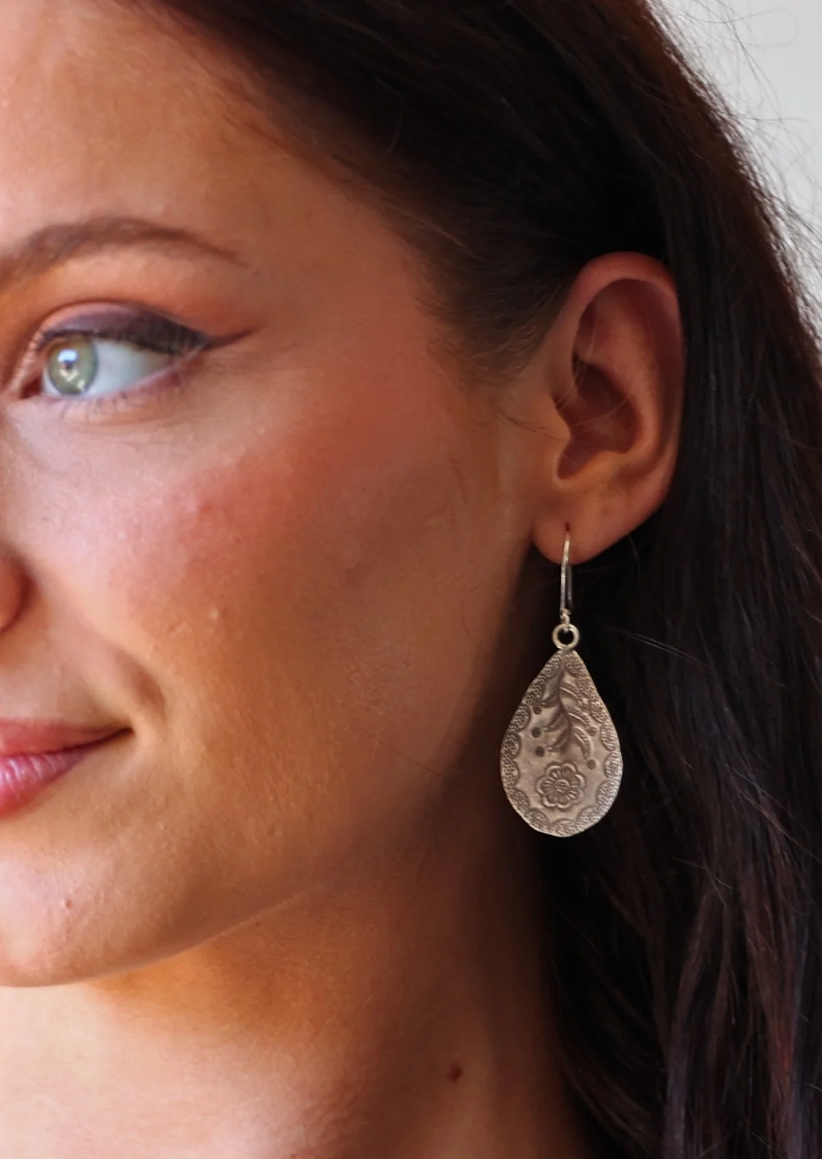 Hill Tribe Silver Large Drop Earrings - Ysert