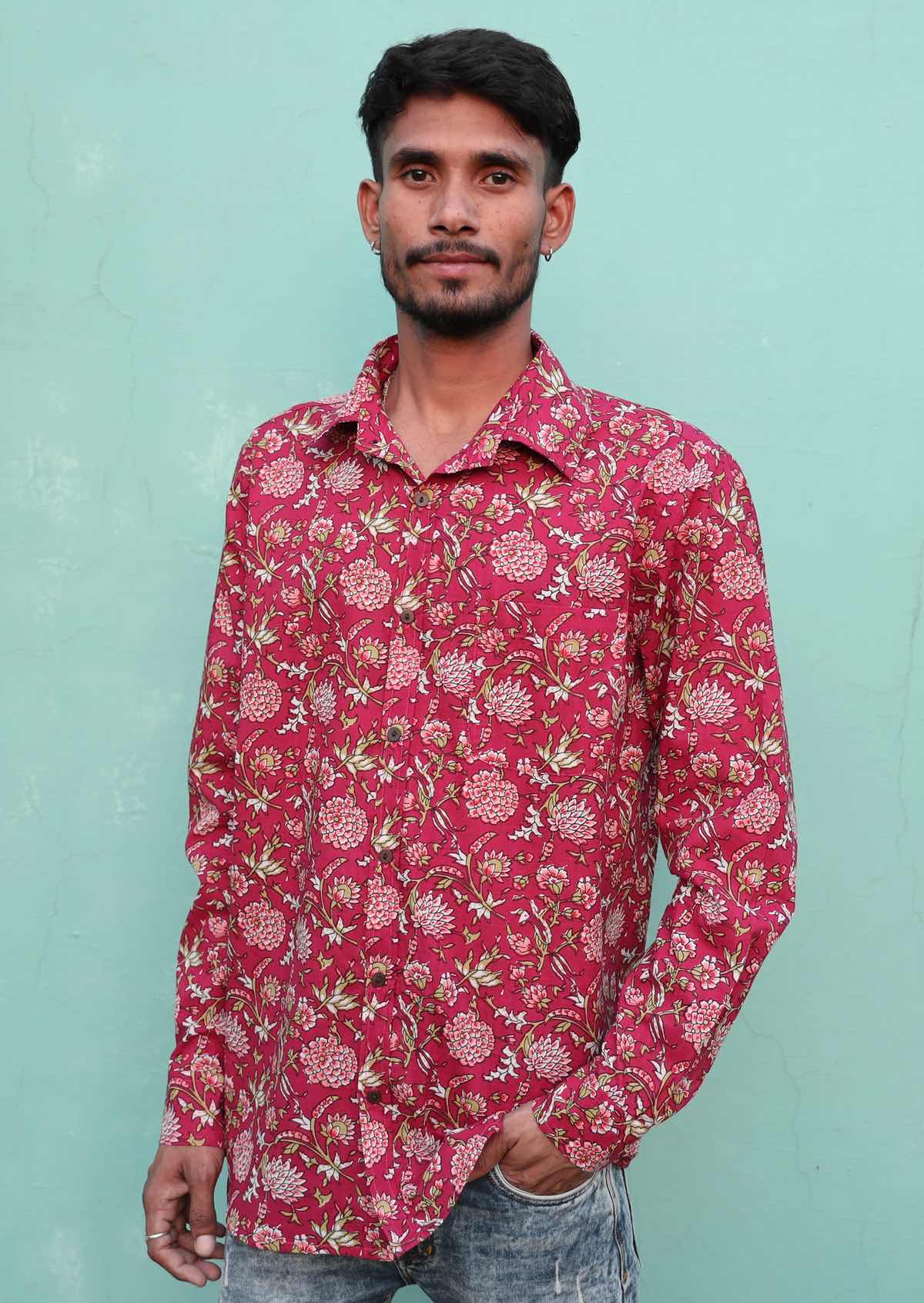 Long Sleeve Men's Shirt Cranberry - Ysert