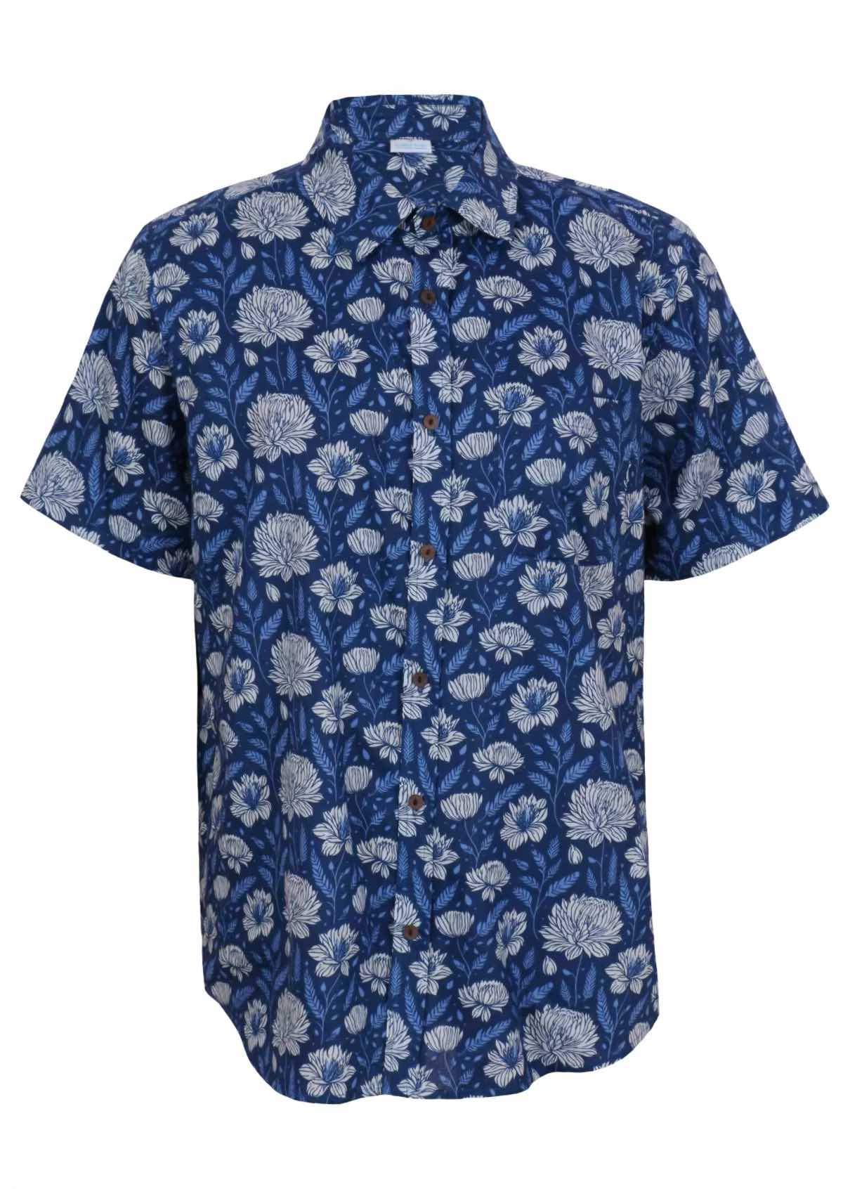 Men's Cotton Shirt Blue Meadow - Ysert