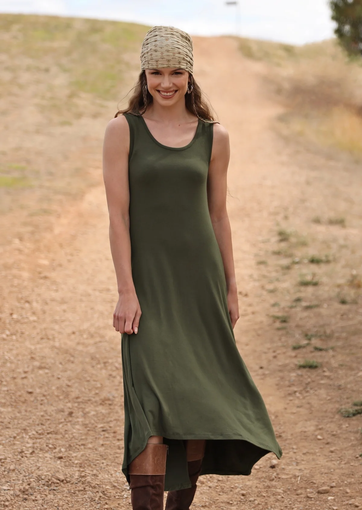 Concave Hem Dress Olive - Ysert