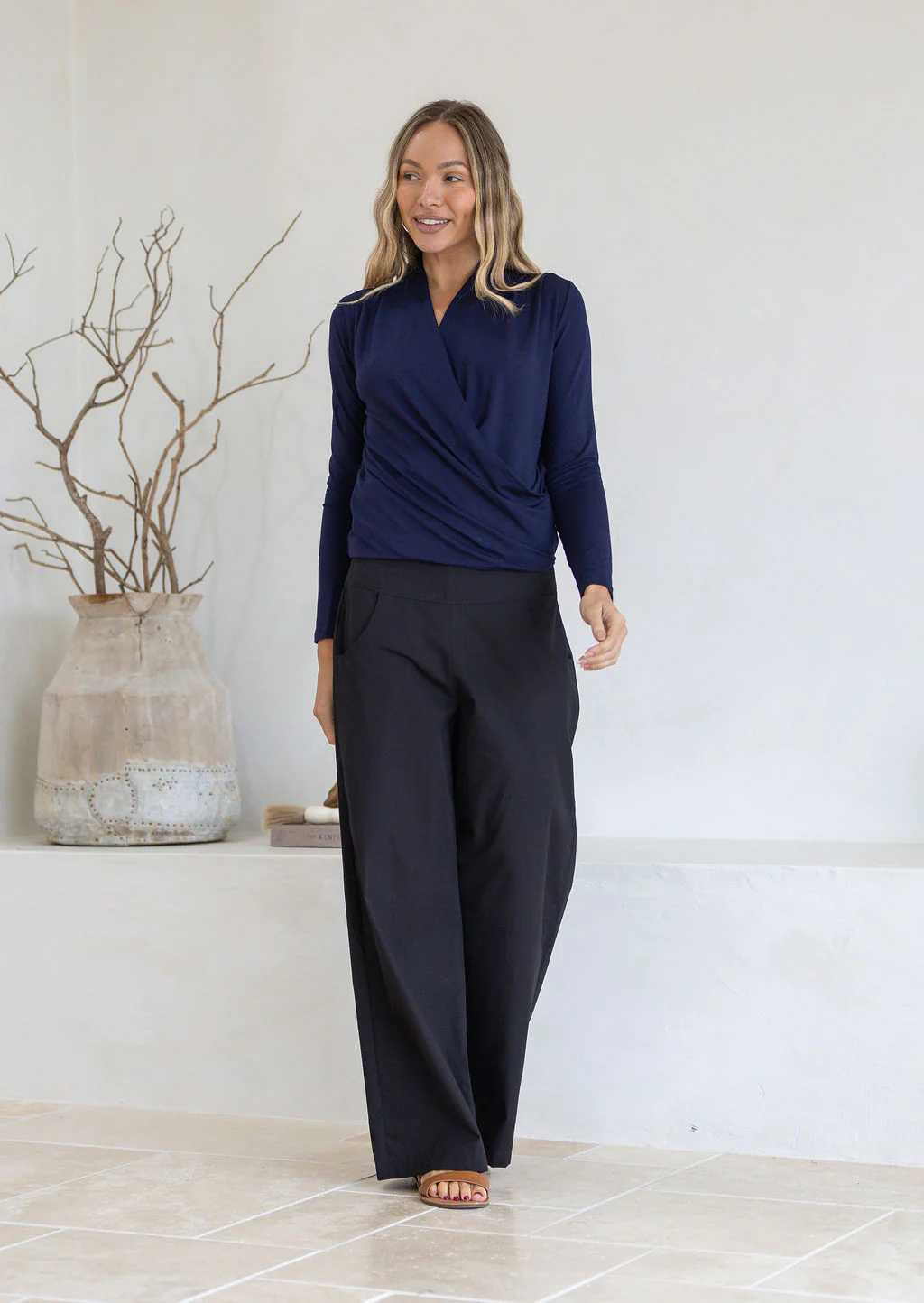 False Wrap Top Navy Blue - Ysert