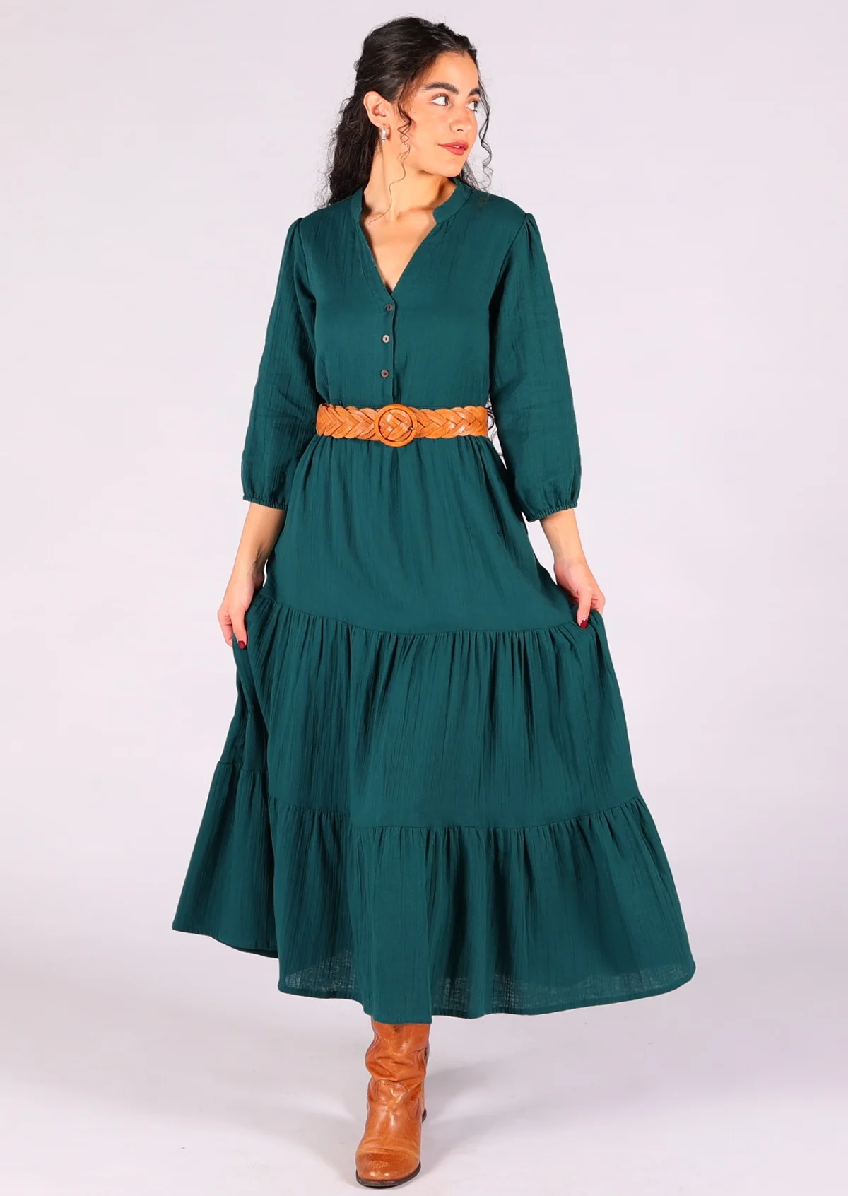 Deep Teal Tiered Maxi Dress - Ysert