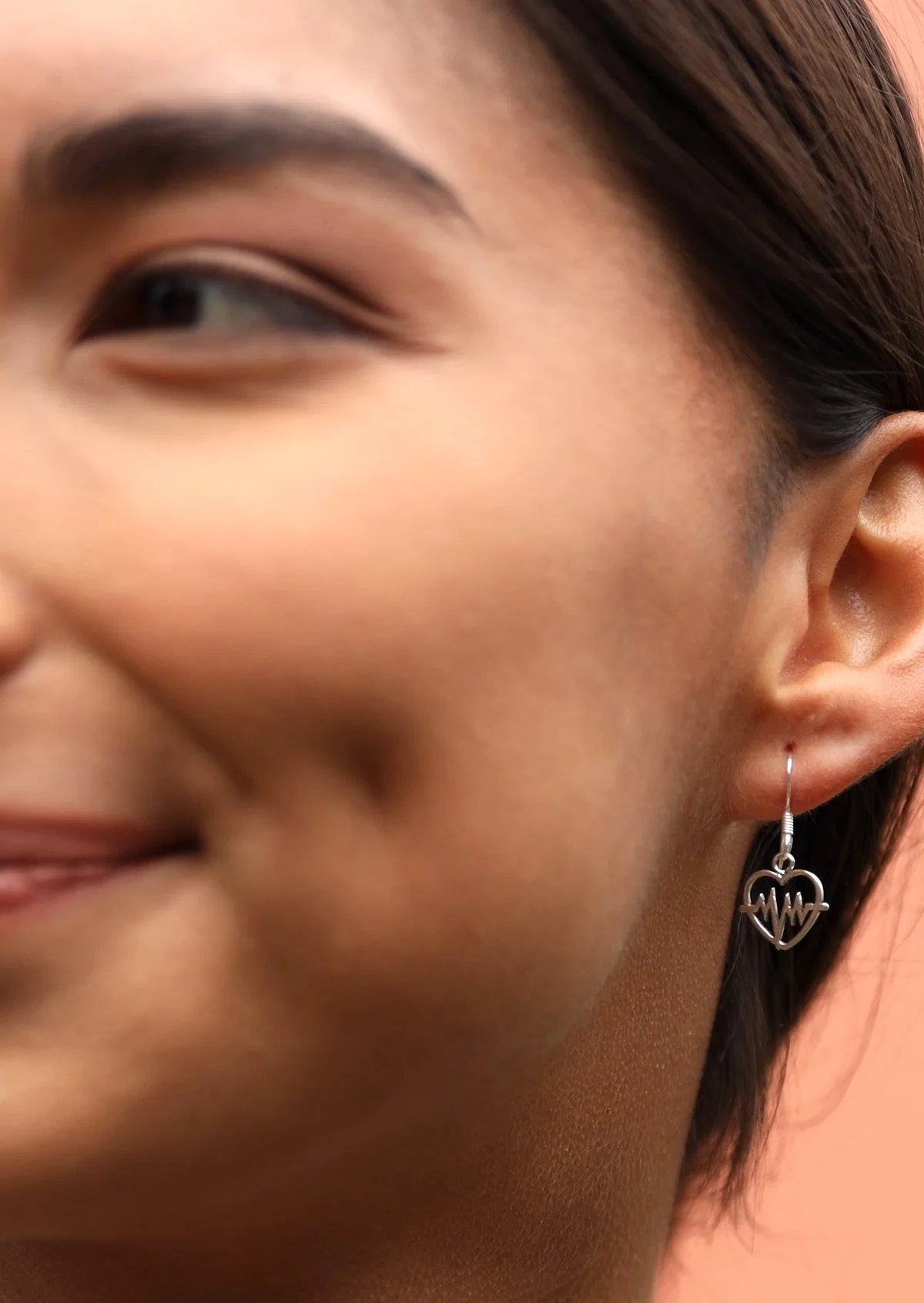 Heartbeat Silver Hook Earrings - Ysert