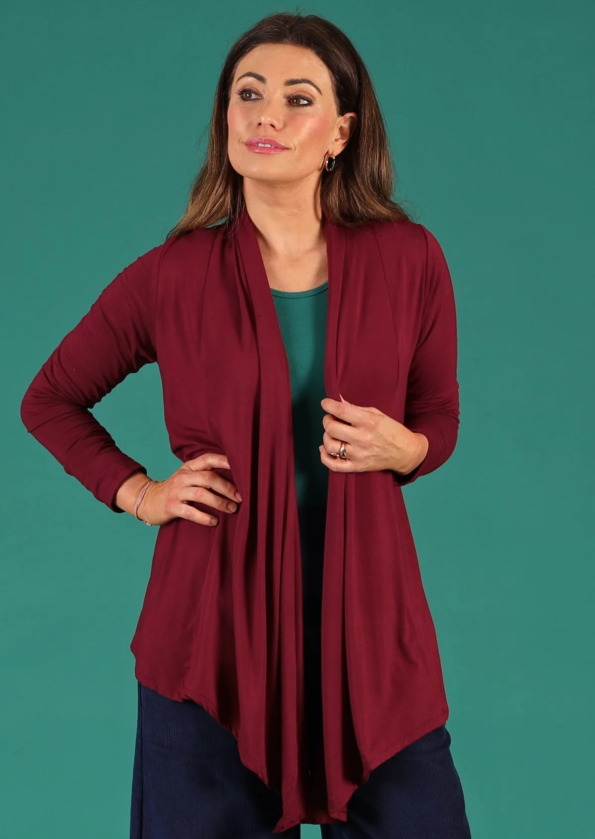 Long Sleeve Stretch Cardi Maroon - Ysert