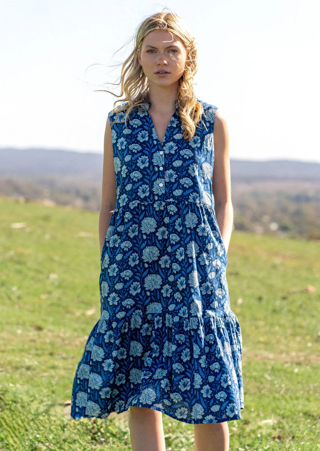 Ember Midi Dress Blue Meadow - Ysert