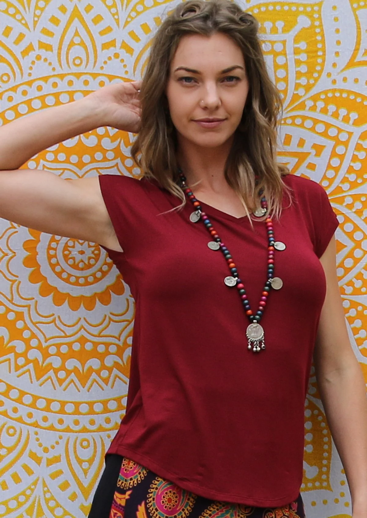 Simple Top V-neck Maroon - Ysert