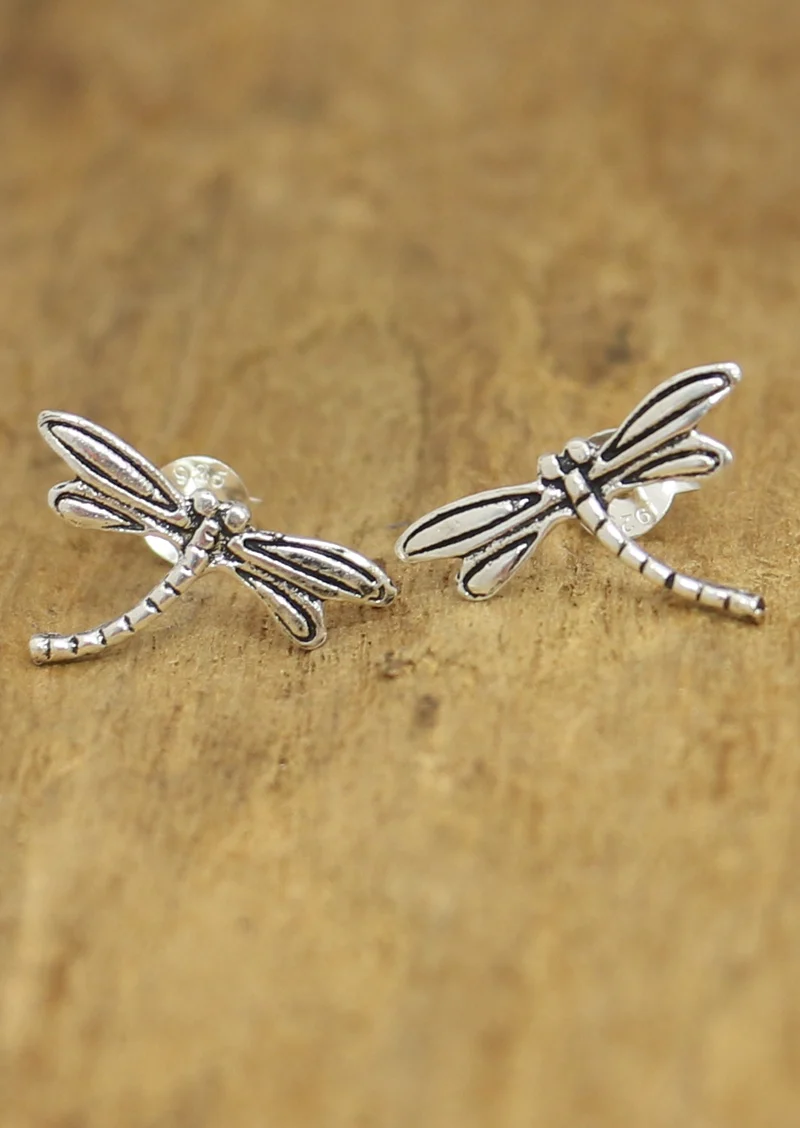 Silver Enchanted Dragonfly Studs - Ysert
