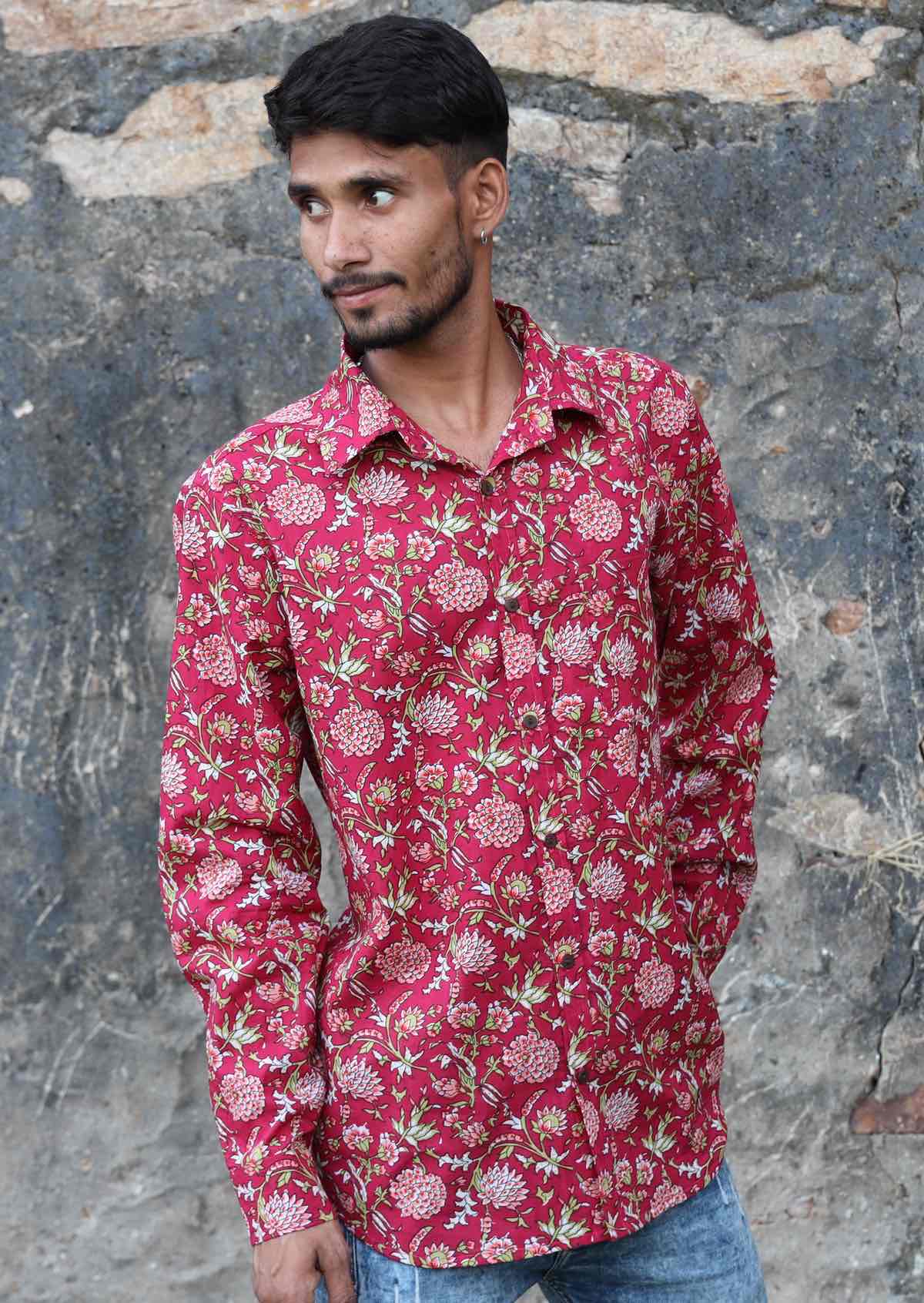 Long Sleeve Men's Shirt Cranberry - Ysert