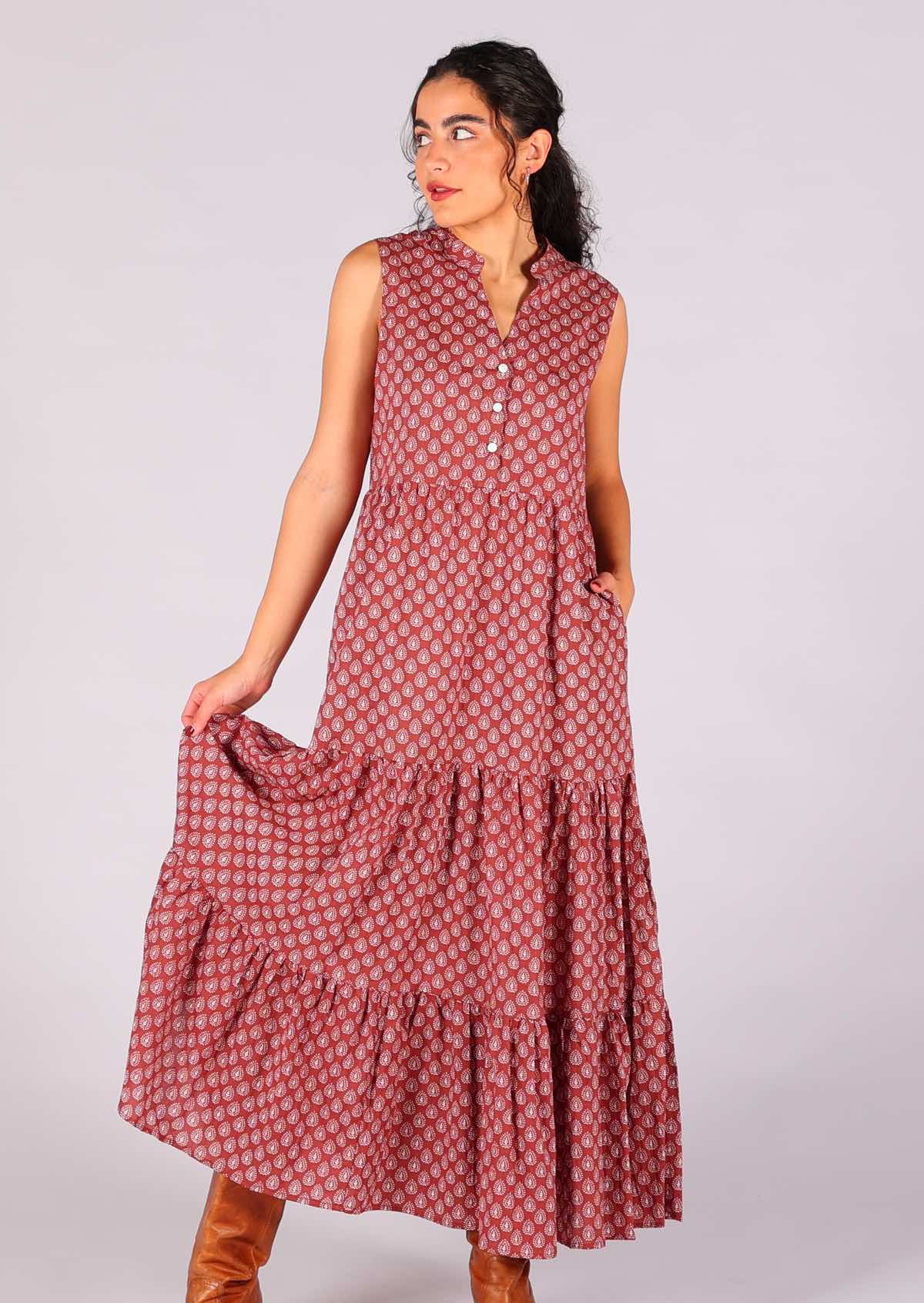 Boho Tiered Maxi Dress Henna - Ysert