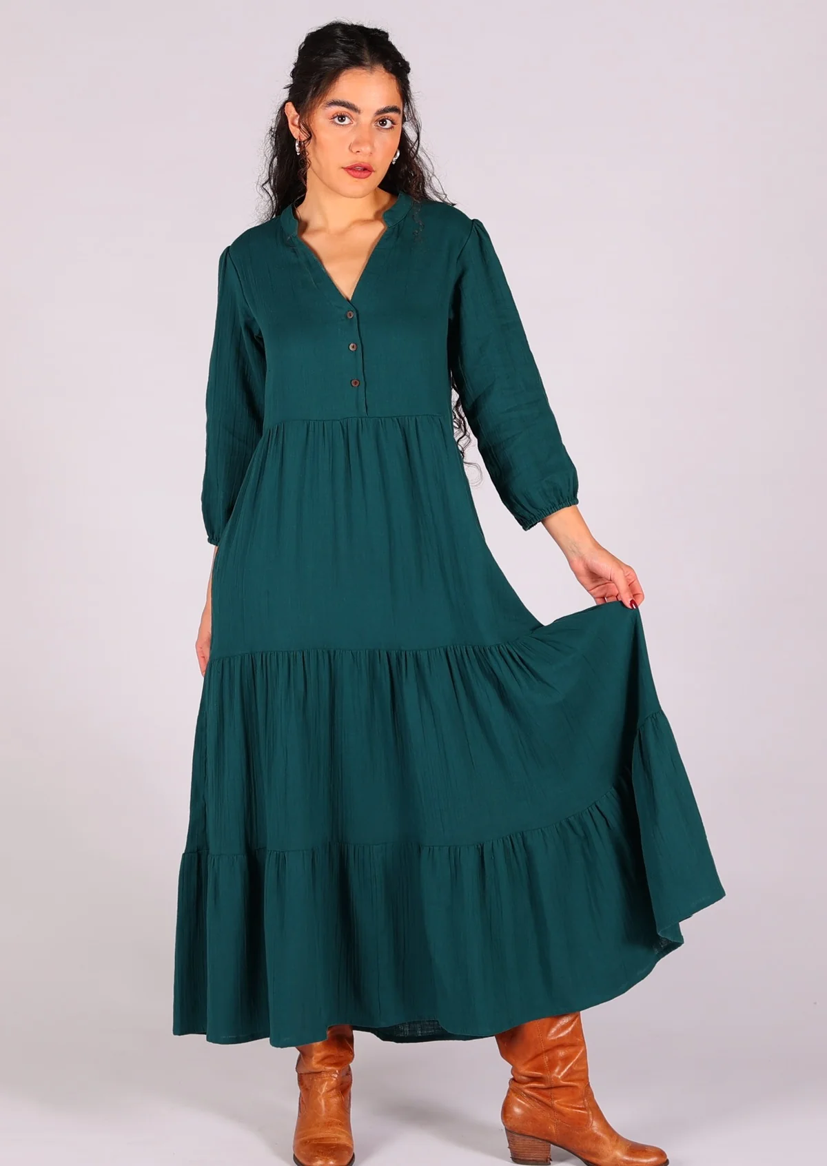 Deep Teal Tiered Maxi Dress - Ysert