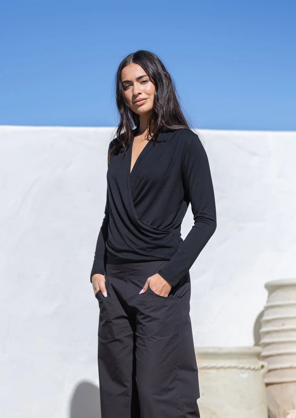 False Wrap Top Black - Ysert