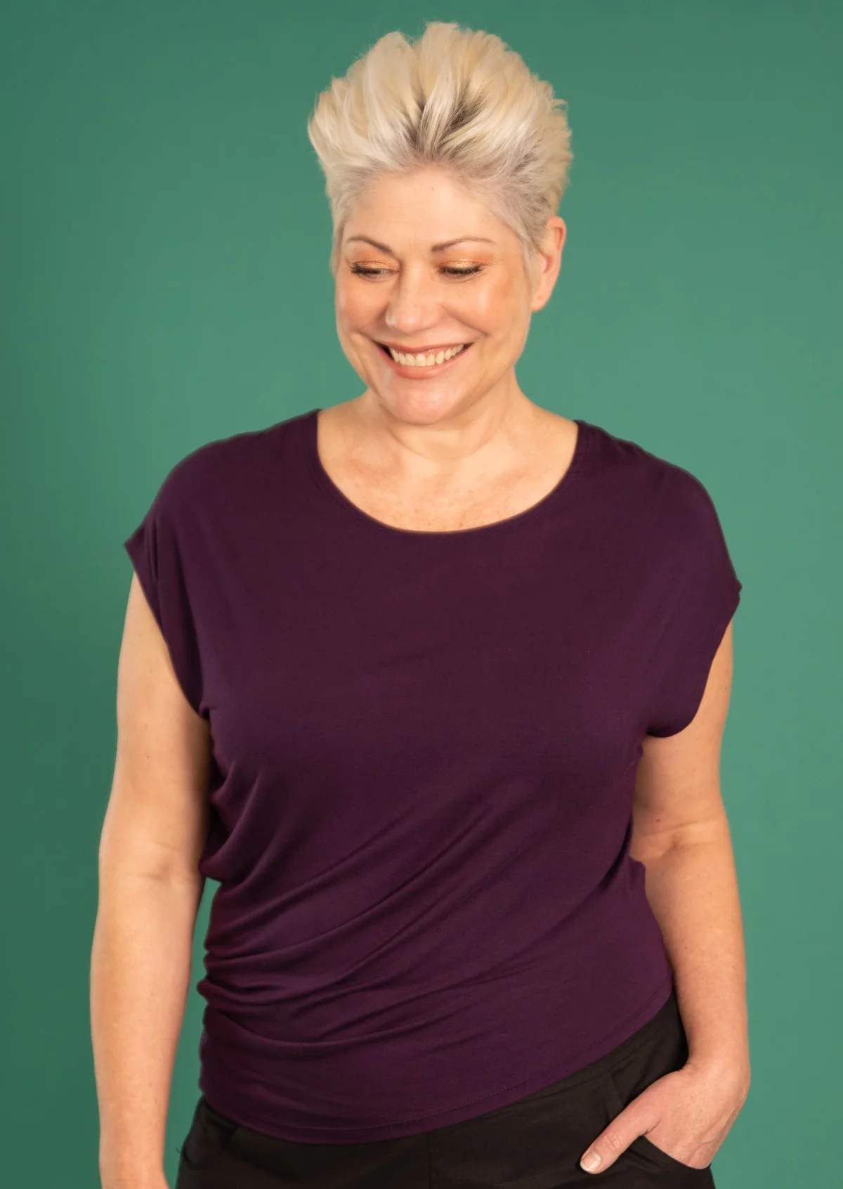 Asymmetrical Rayon Top Dark Purple - Ysert