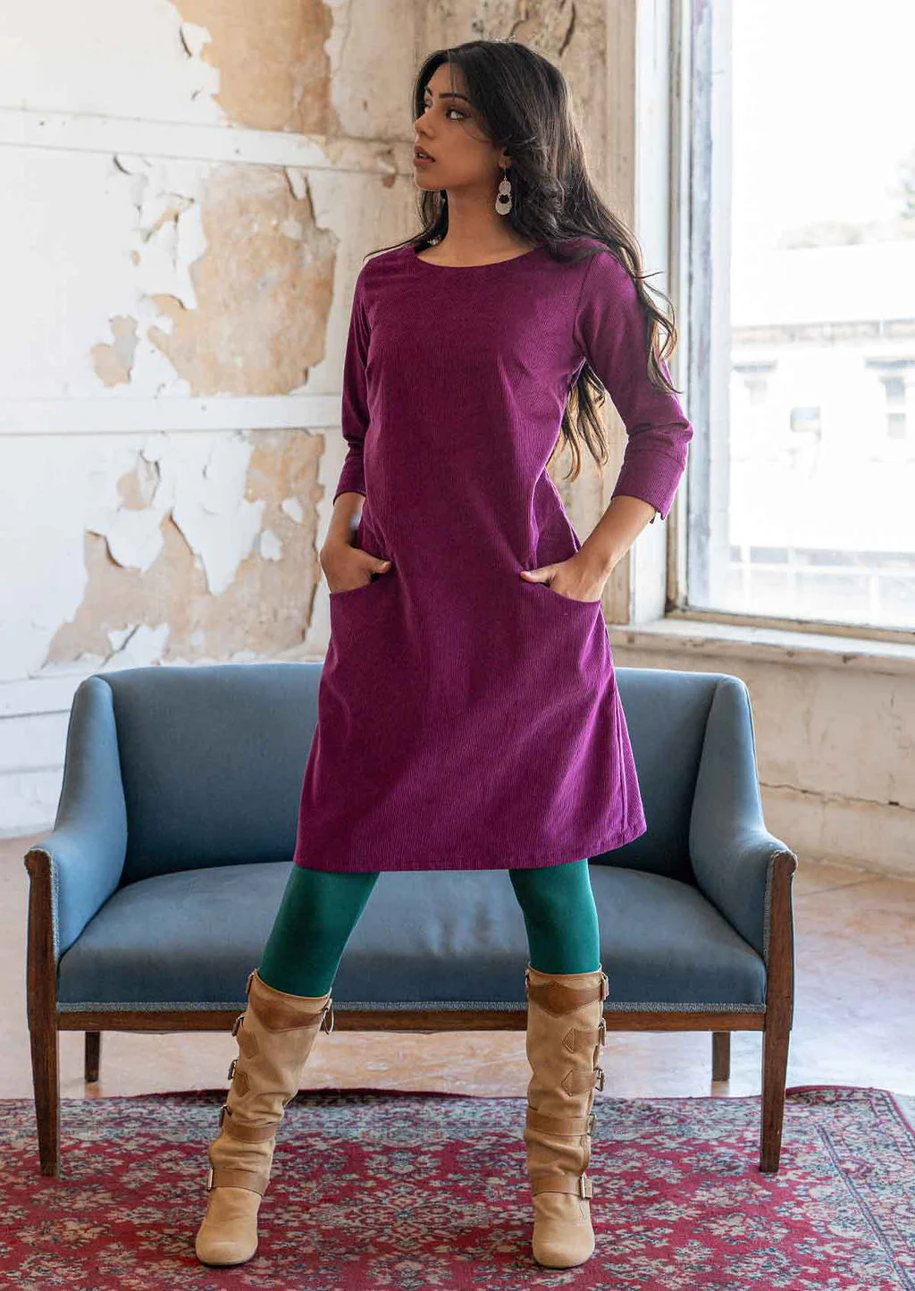 Jamie Corduroy Dress Plum Caspia - Ysert