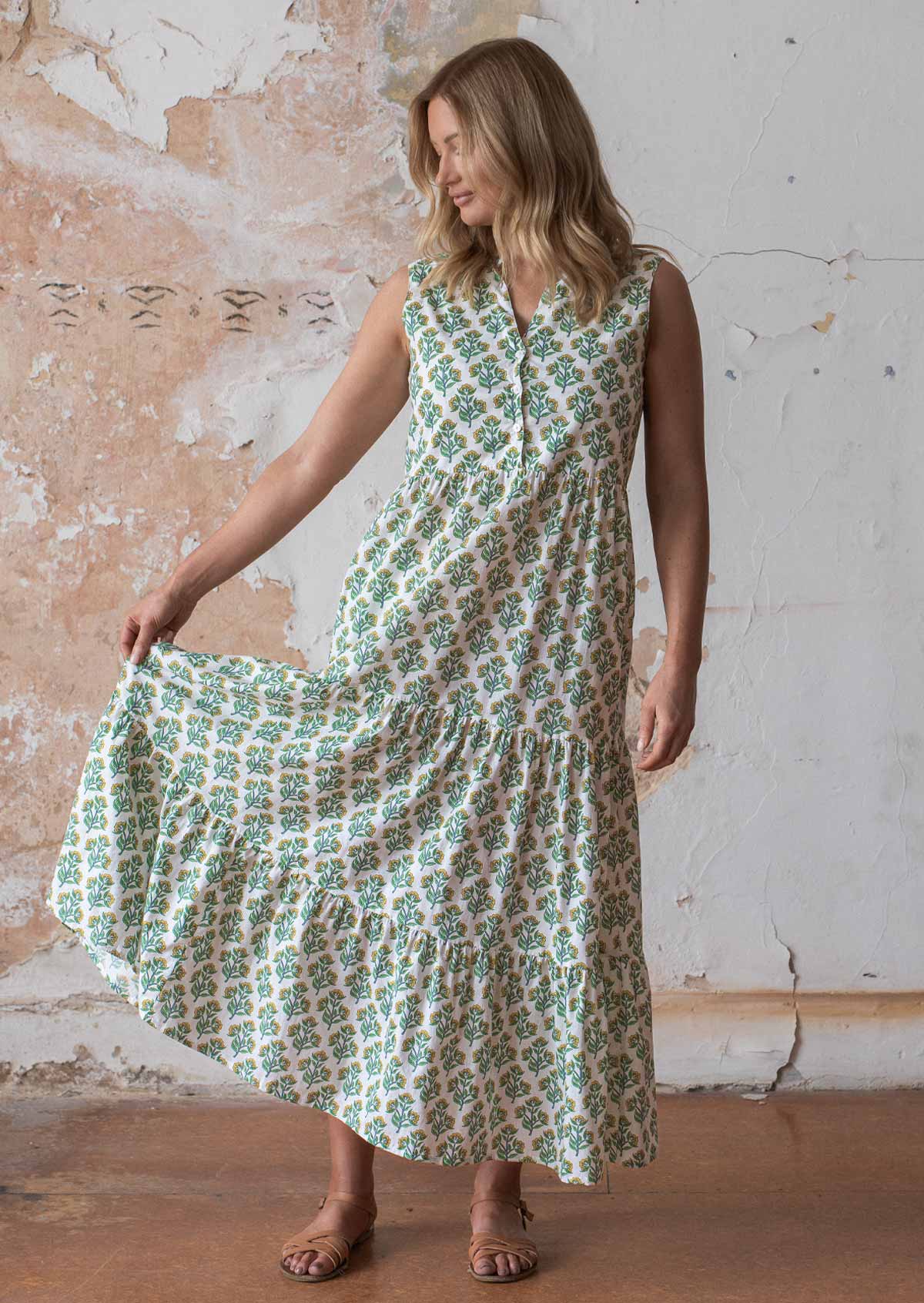 Boho Tiered Maxi Dress Buttercup - Ysert