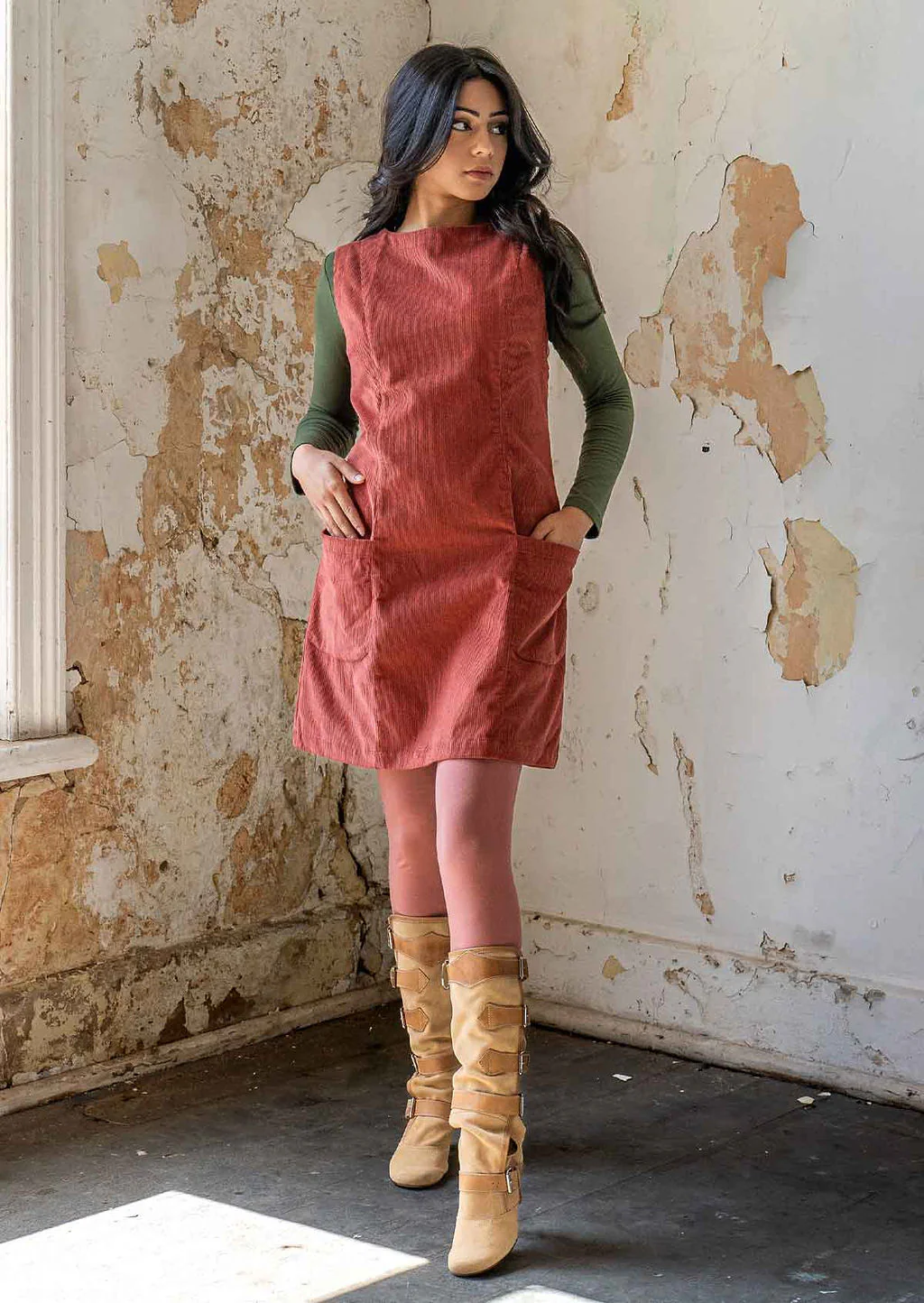 Polly Pocket Corduroy Tunic Burnt Henna - Ysert