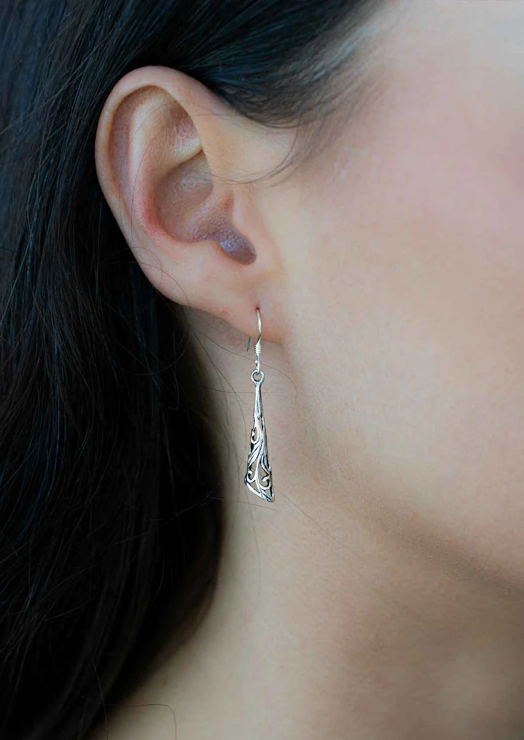 Obtuse Triangle Silver Drop Earrings - Ysert