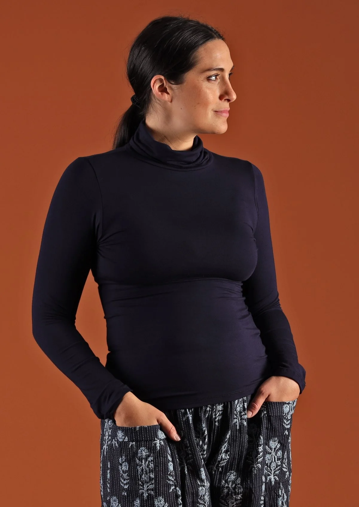 Turtleneck Top Navy Blue - Ysert