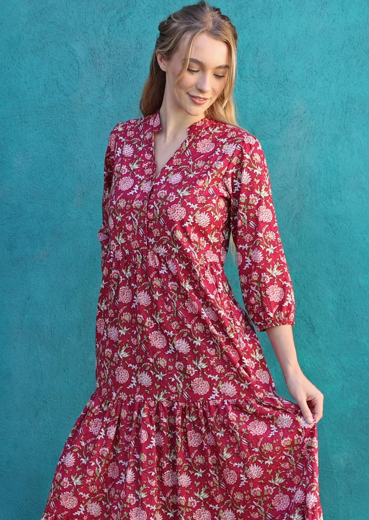 Cranberry Tiered Maxi Dress - Ysert