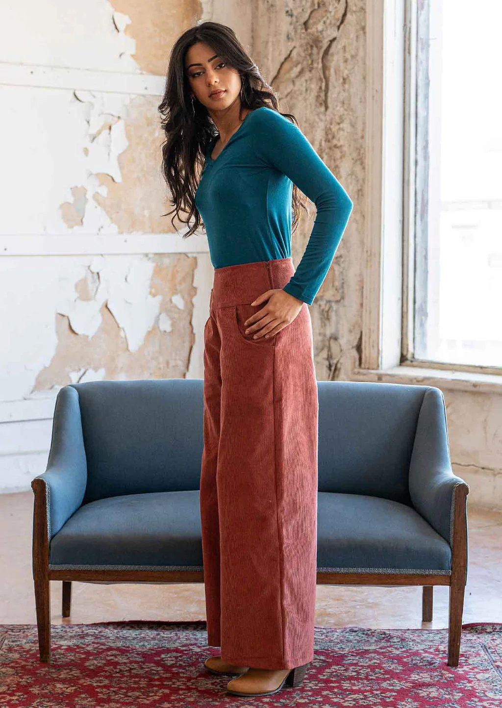 Esta Corduroy Pants Burnt Henna - Ysert
