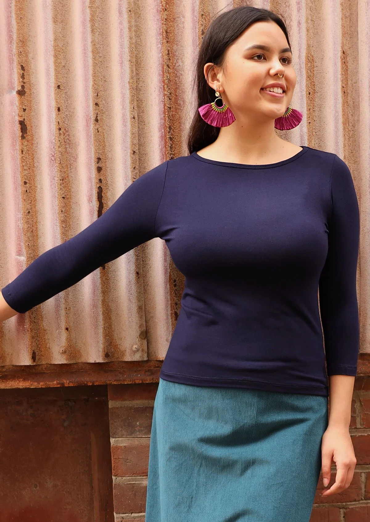 Boat Neck Top Navy Blue - Ysert