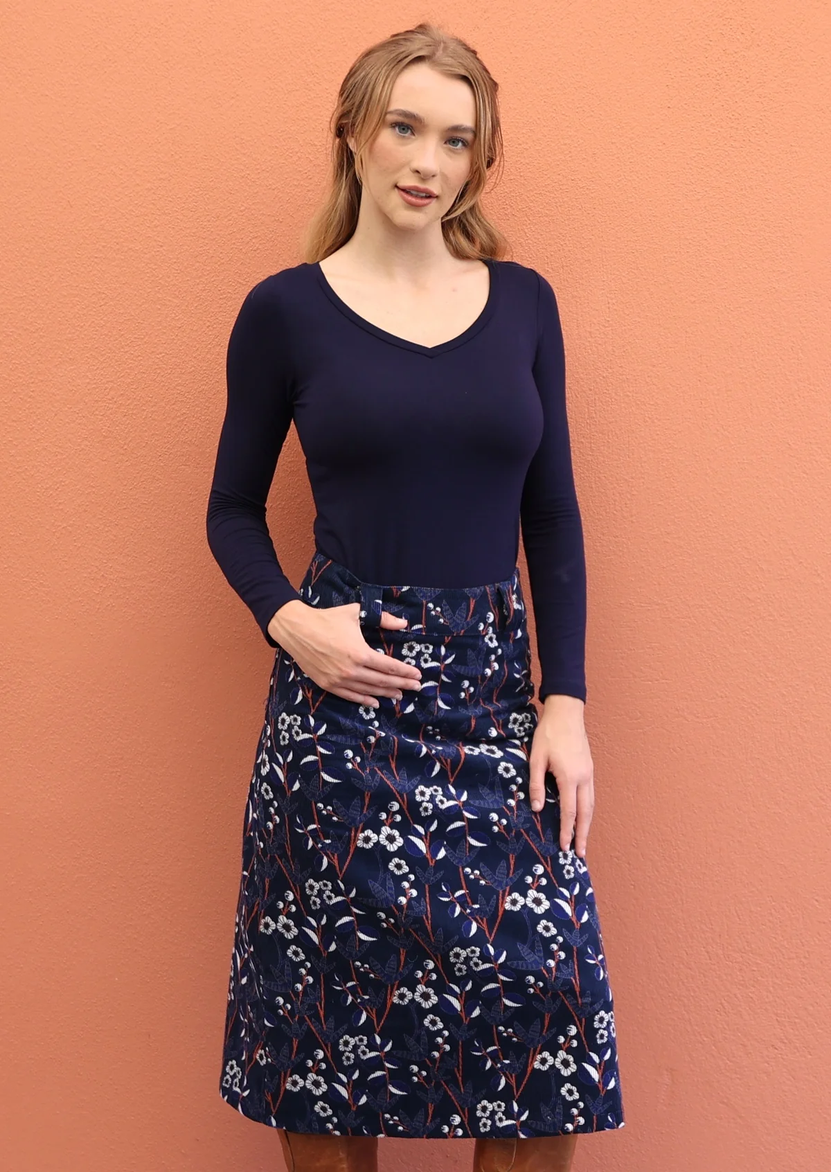 Belt Loop Corduroy Skirt Meadow - Ysert