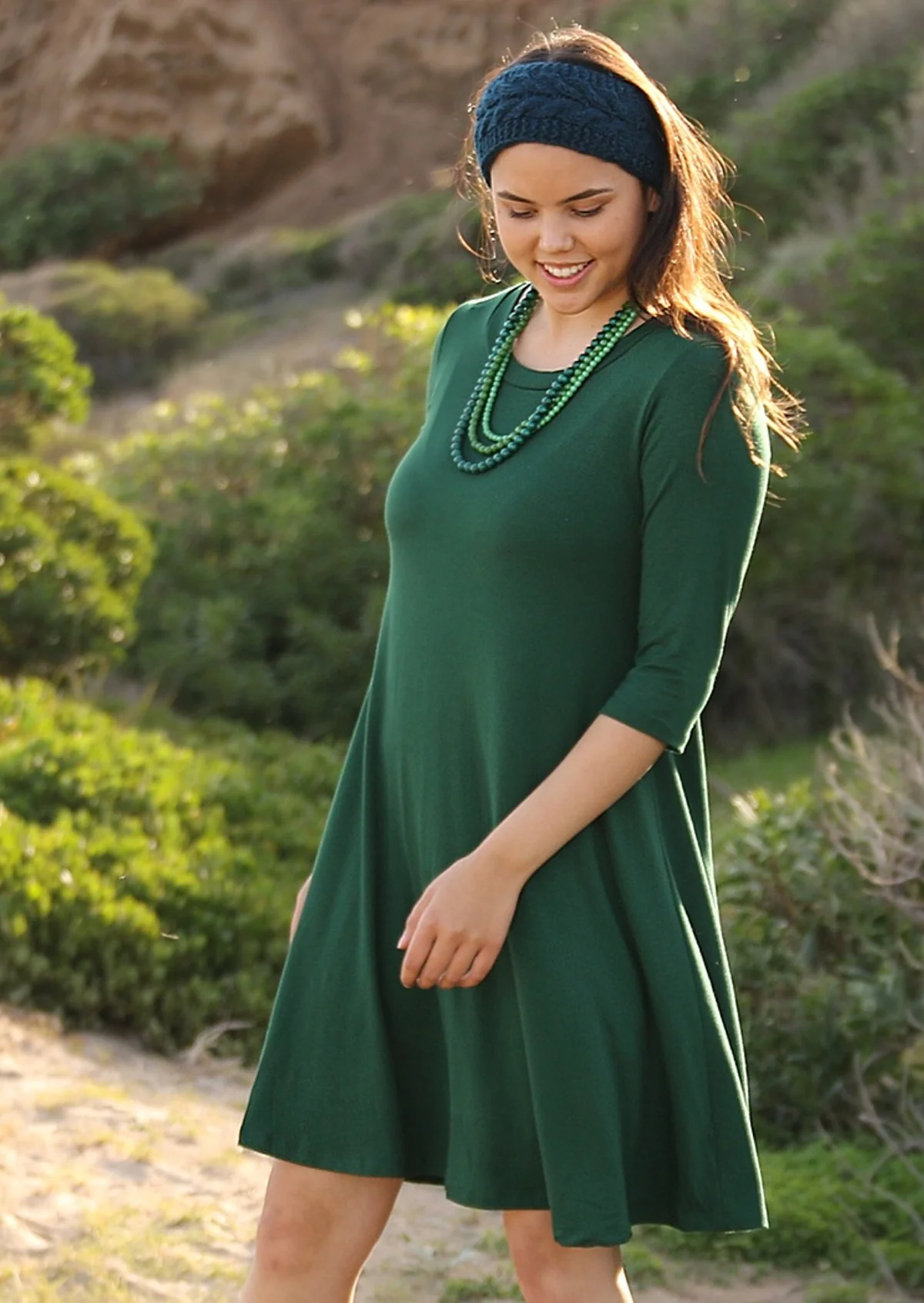 Half Sleeve Jersey Dress Forest Green - Ysert