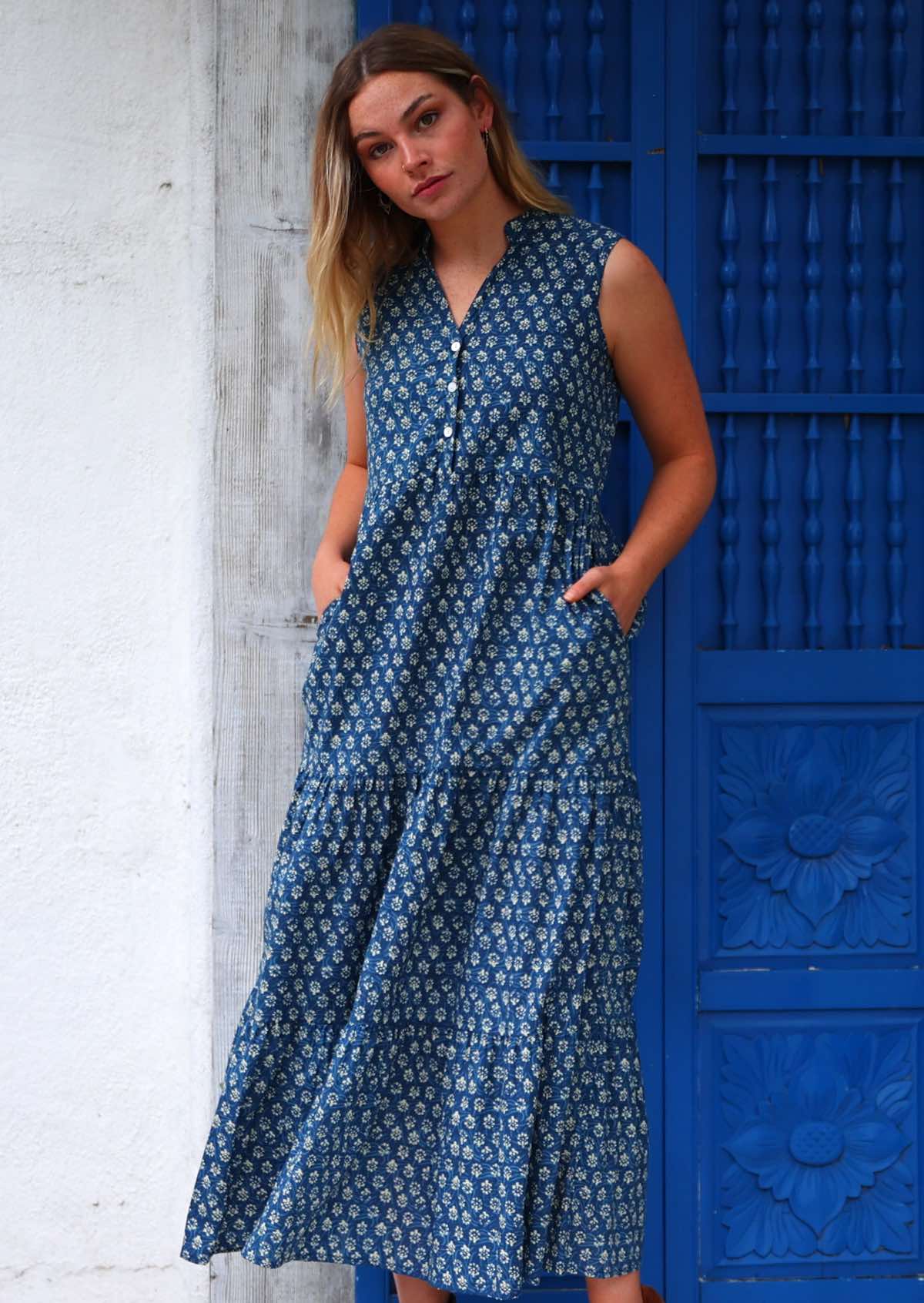 Boho Tiered Maxi Dress Bluebell - Ysert