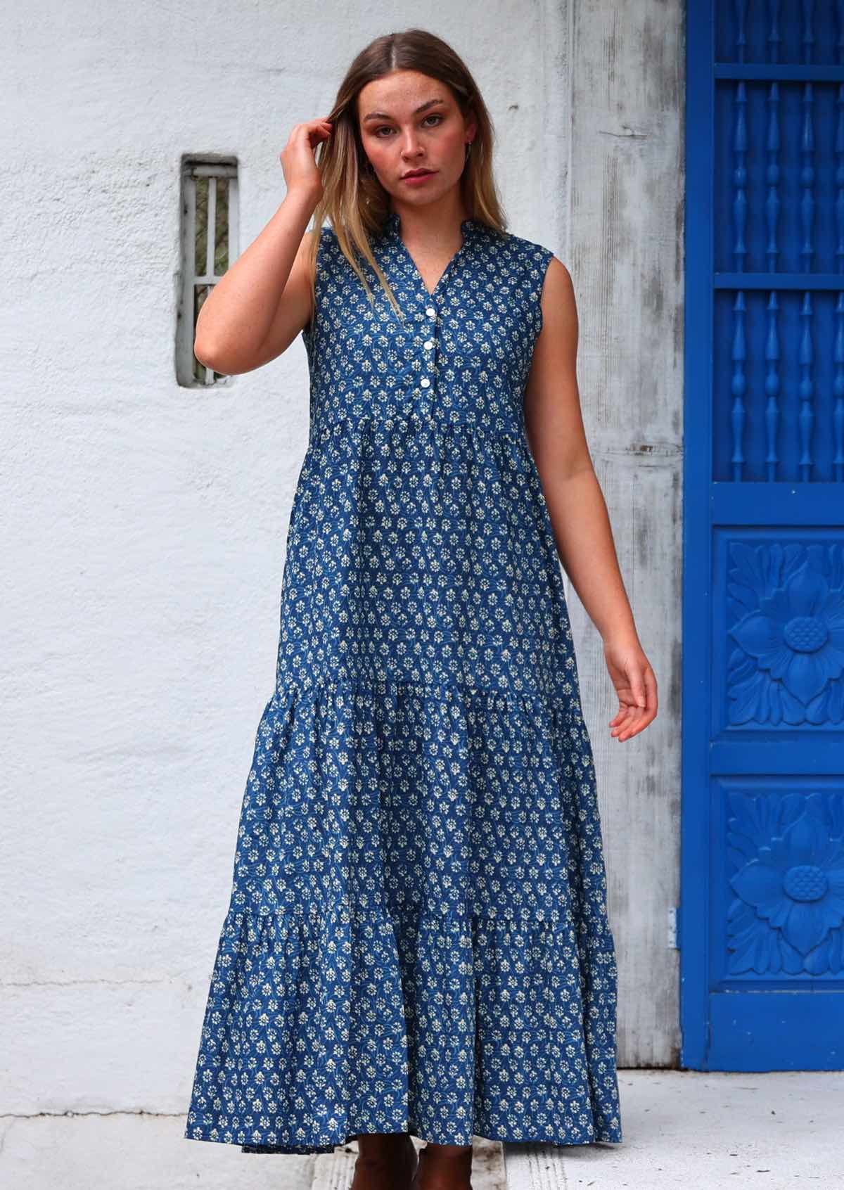 Boho Tiered Maxi Dress Bluebell - Ysert