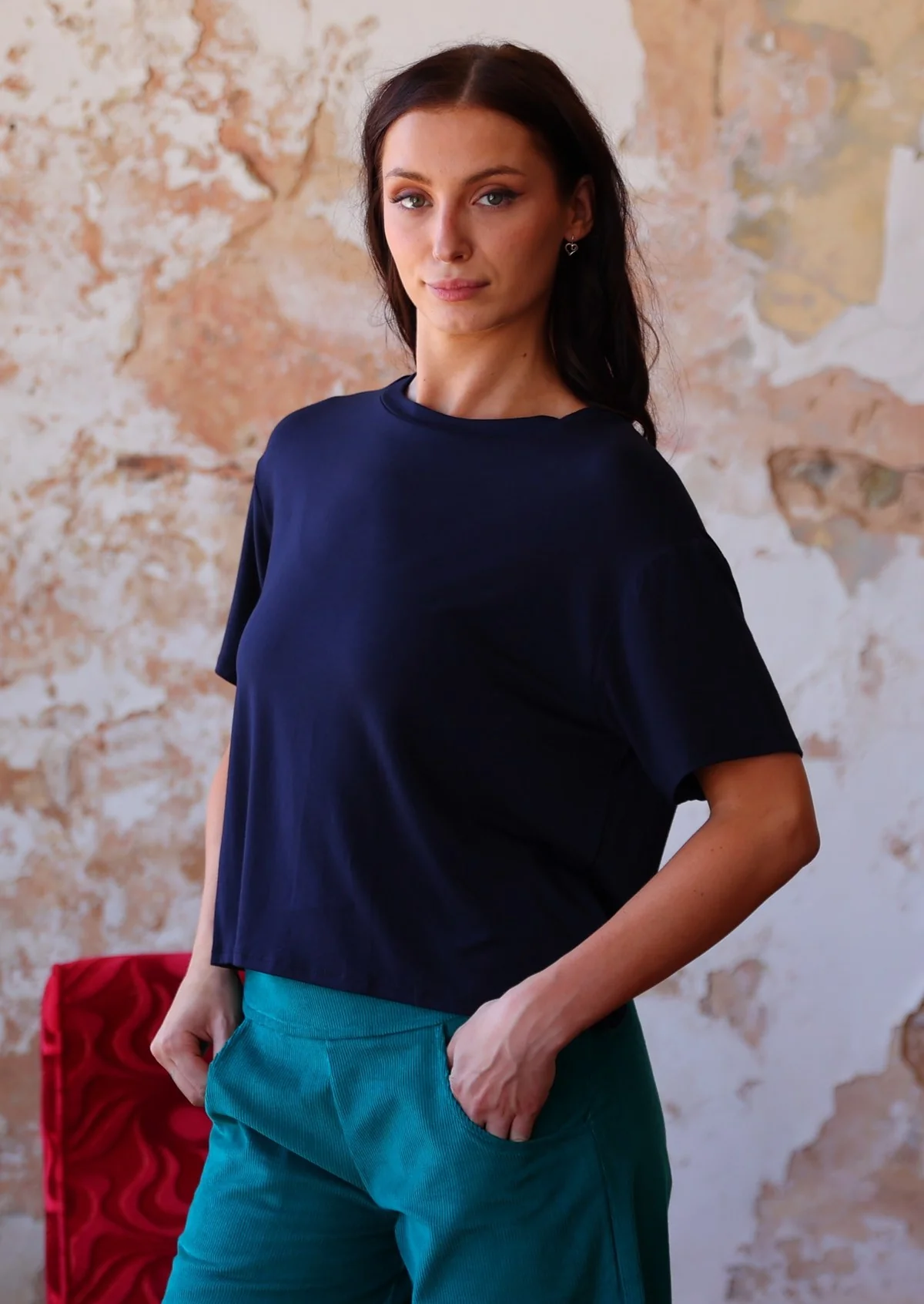 Boxy T-shirt Navy Blue - Ysert