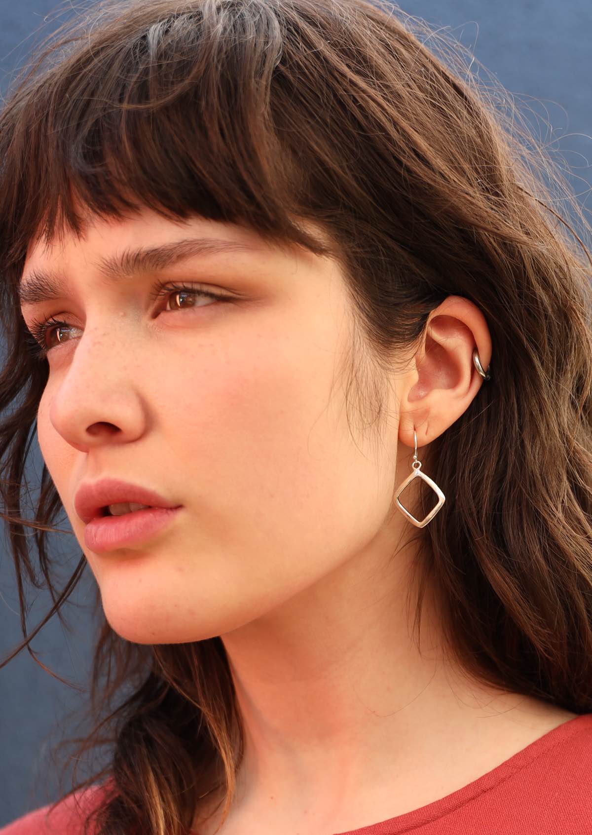 Dangly Diamond Silver Hook Earrings - Ysert