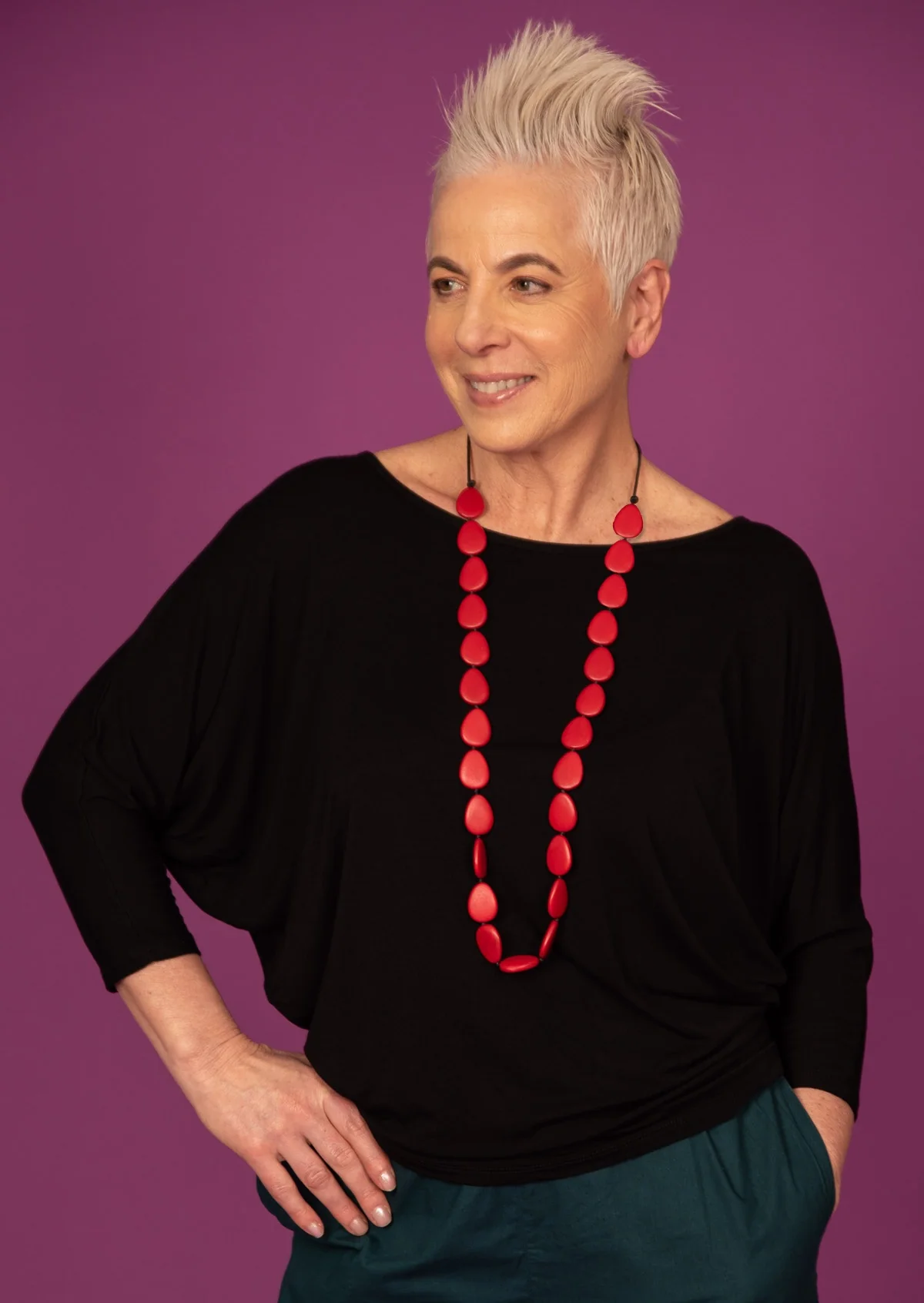 3/4 Sleeve Batwing Top Black - Ysert