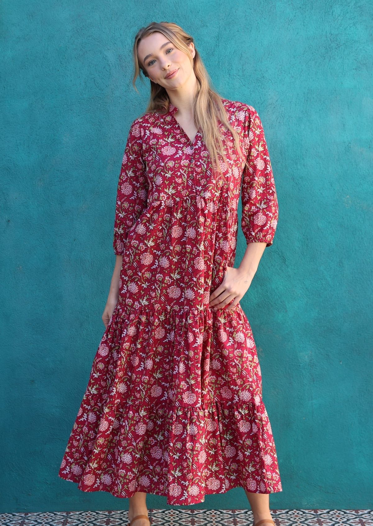 Cranberry Tiered Maxi Dress - Ysert