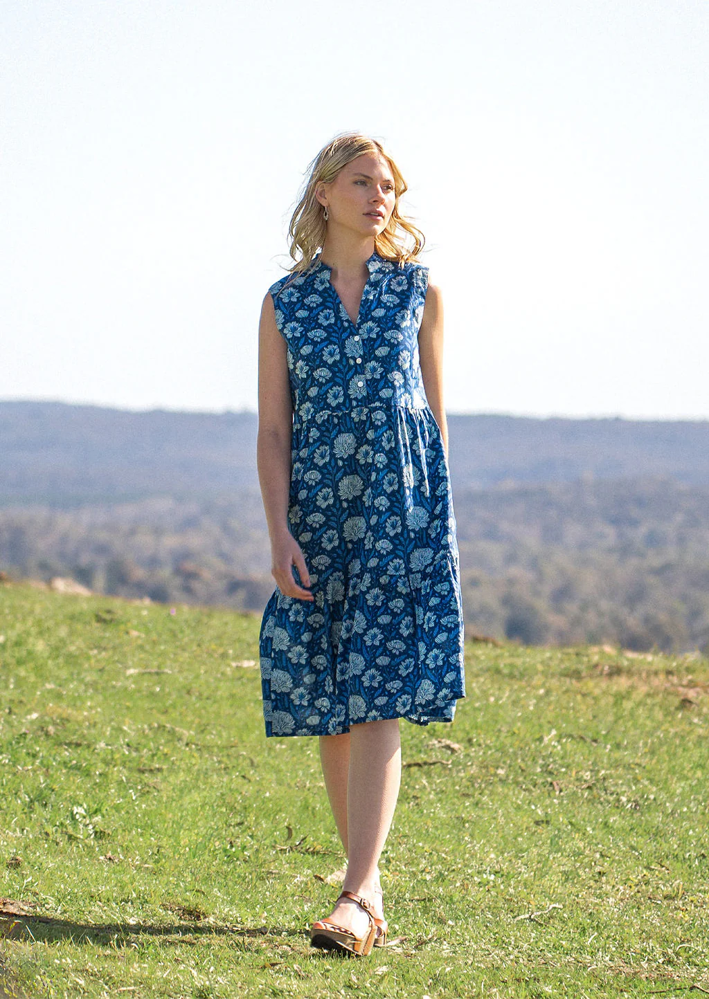 Ember Midi Dress Blue Meadow - Ysert