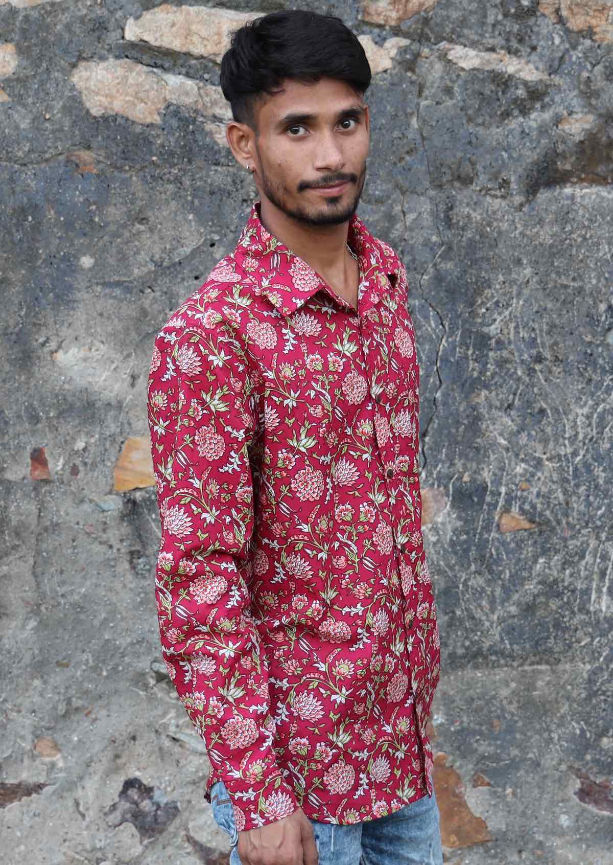 Long Sleeve Men's Shirt Cranberry - Ysert