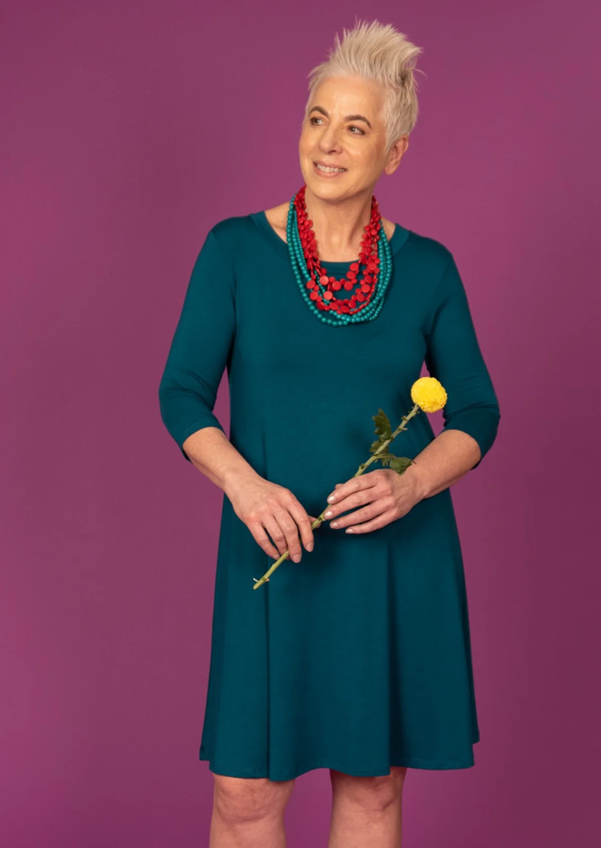 Half Sleeve Jersey Dress Teal - Ysert