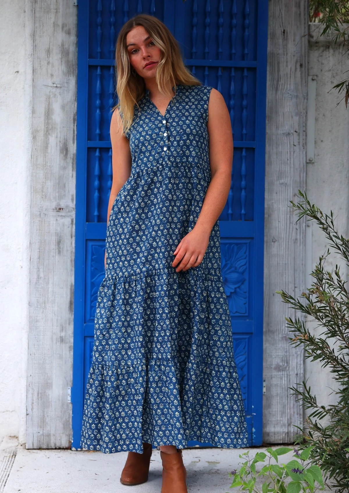 Boho Tiered Maxi Dress Bluebell - Ysert