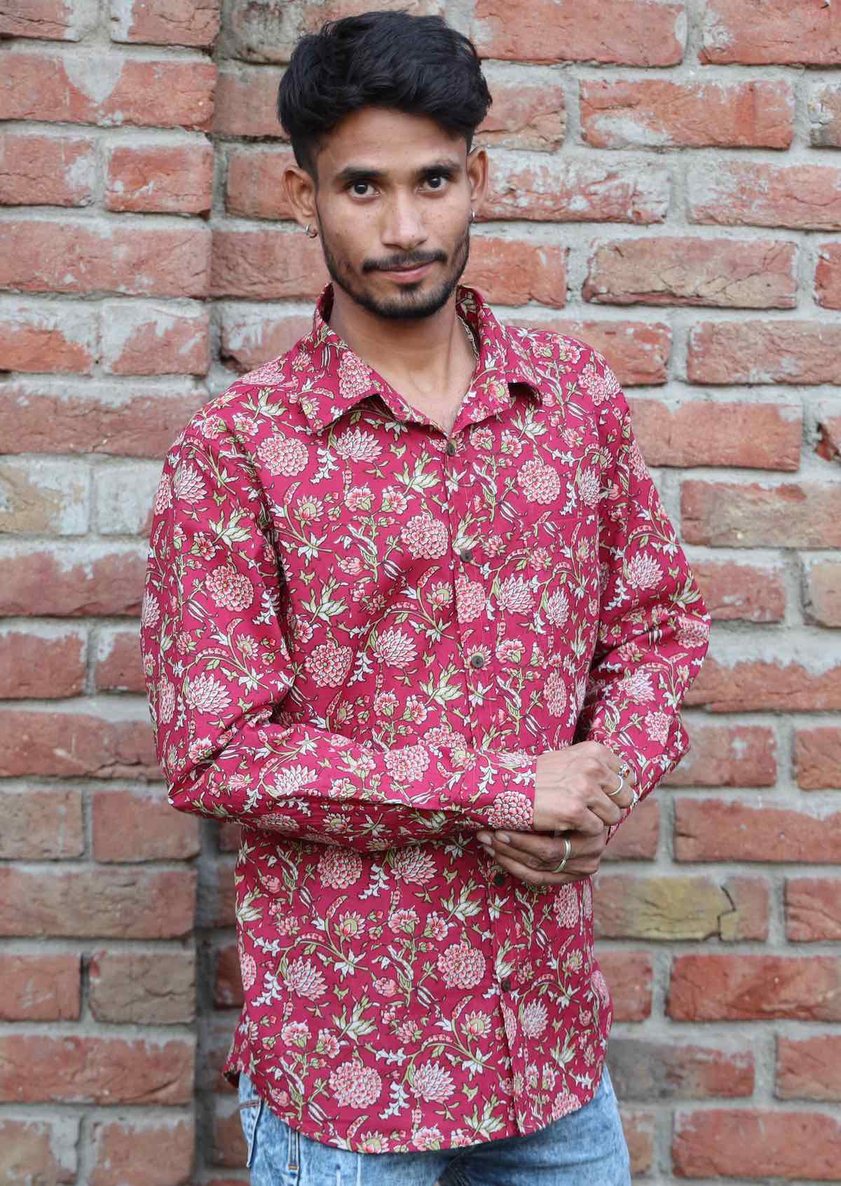 Long Sleeve Men's Shirt Cranberry - Ysert