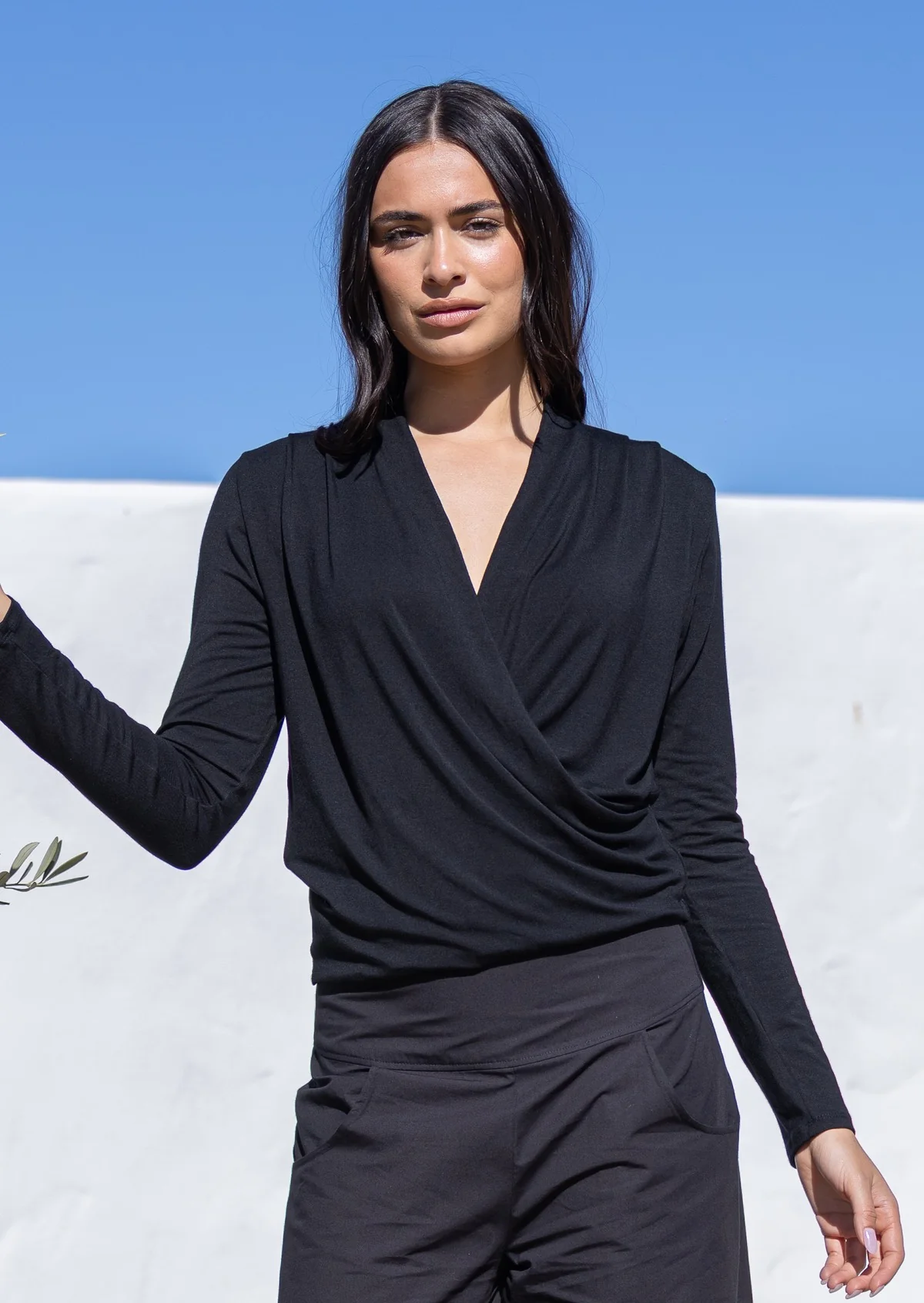 False Wrap Top Black - Ysert
