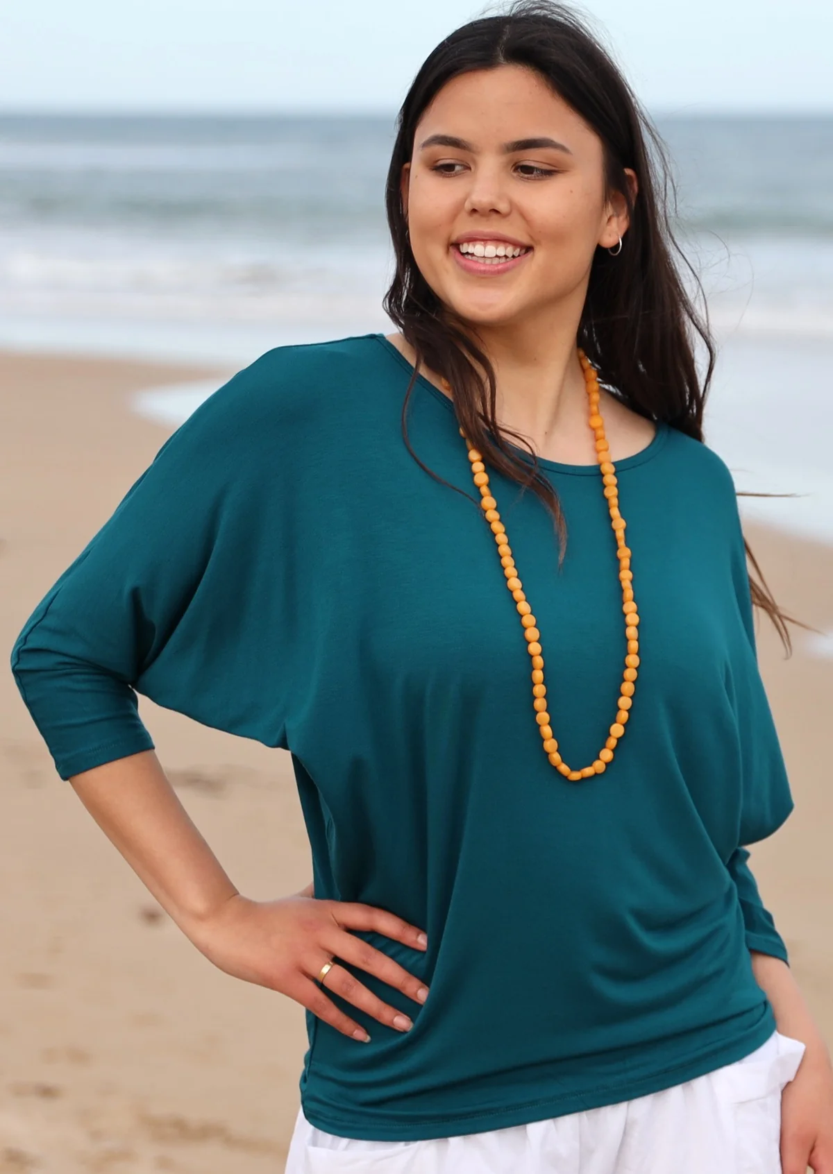 3/4 Sleeve Batwing Top Teal - Ysert